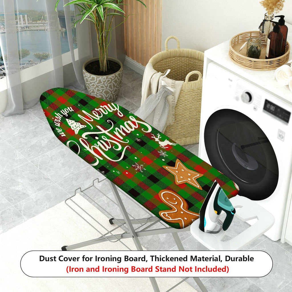 1-Piece Christmas Red Green Plaid  Ironing Board Cover, Universal Size, Without Board