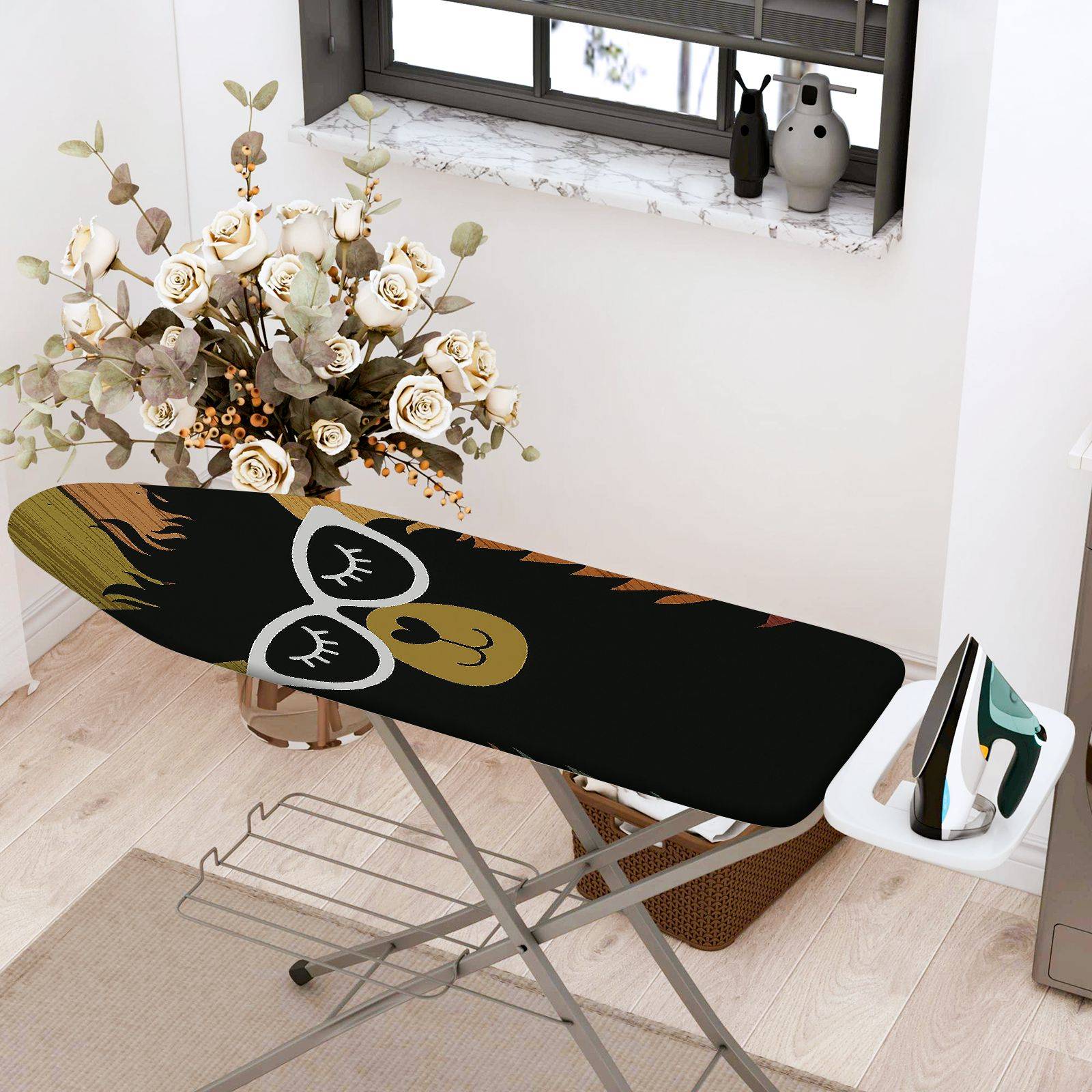 1-Piece Bear Sleepy Eyes Animal  Ironing Board Cover, Universal Size, Without Board