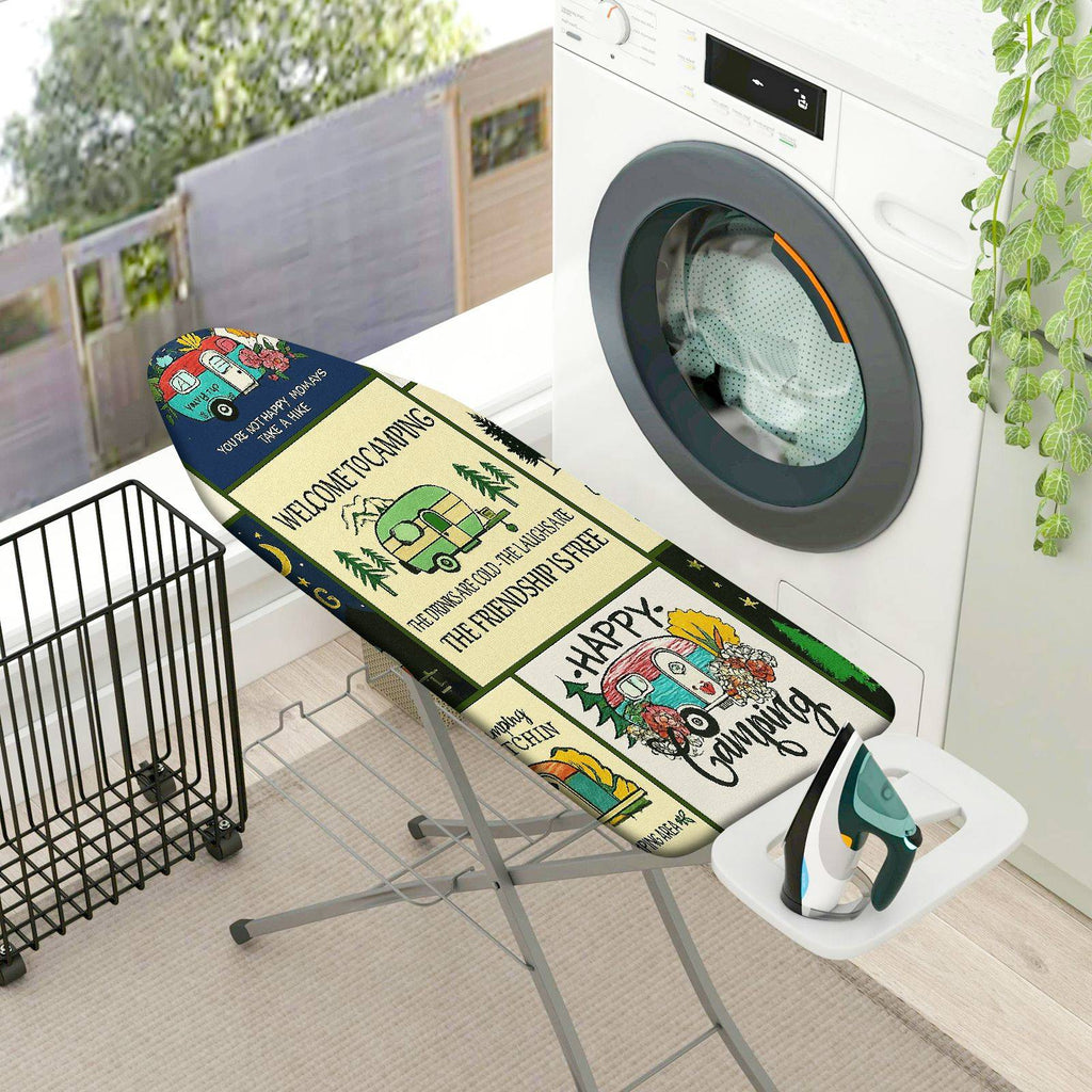 1-Piece Retro Camper  Happy  Ironing Board Cover, Universal Size, Without Board