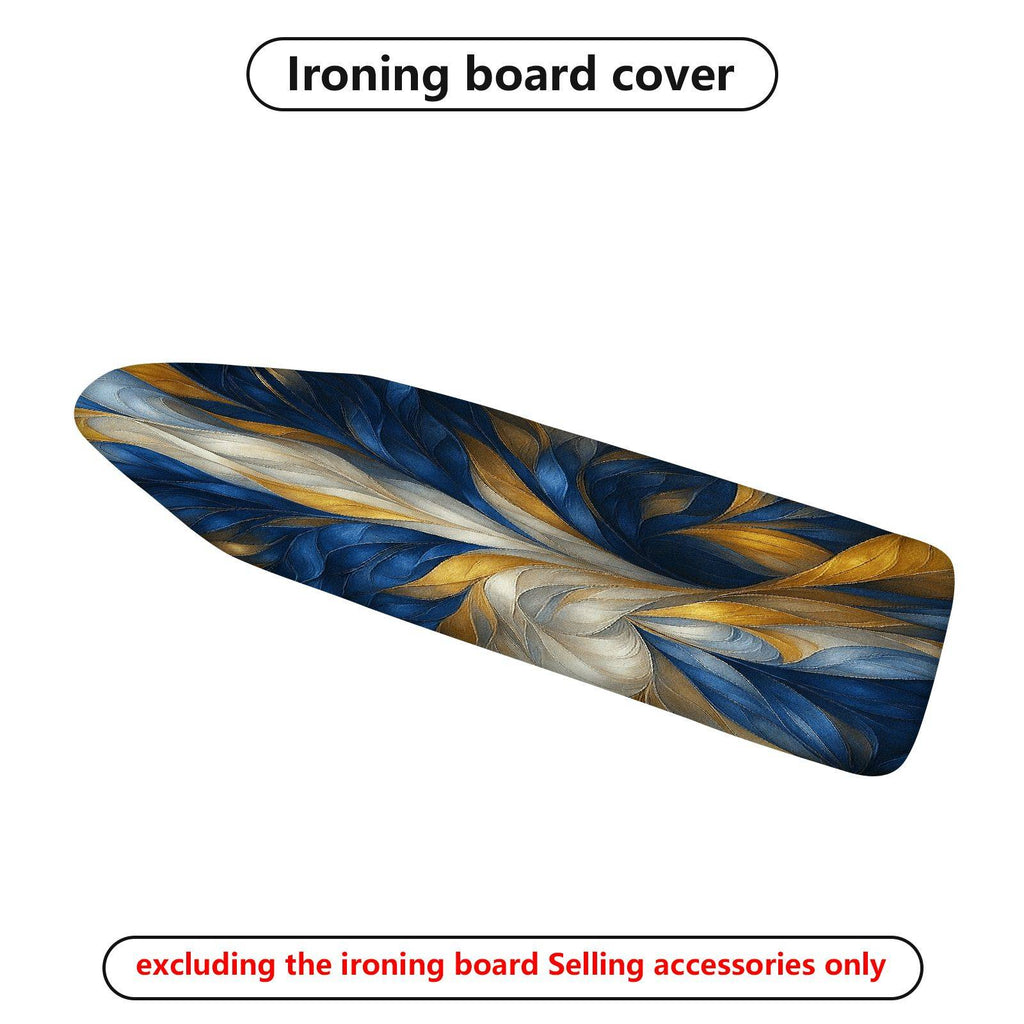 1-Piece Abstract Swirl Blue Gold  Ironing Board Cover, Universal Size, Without Board