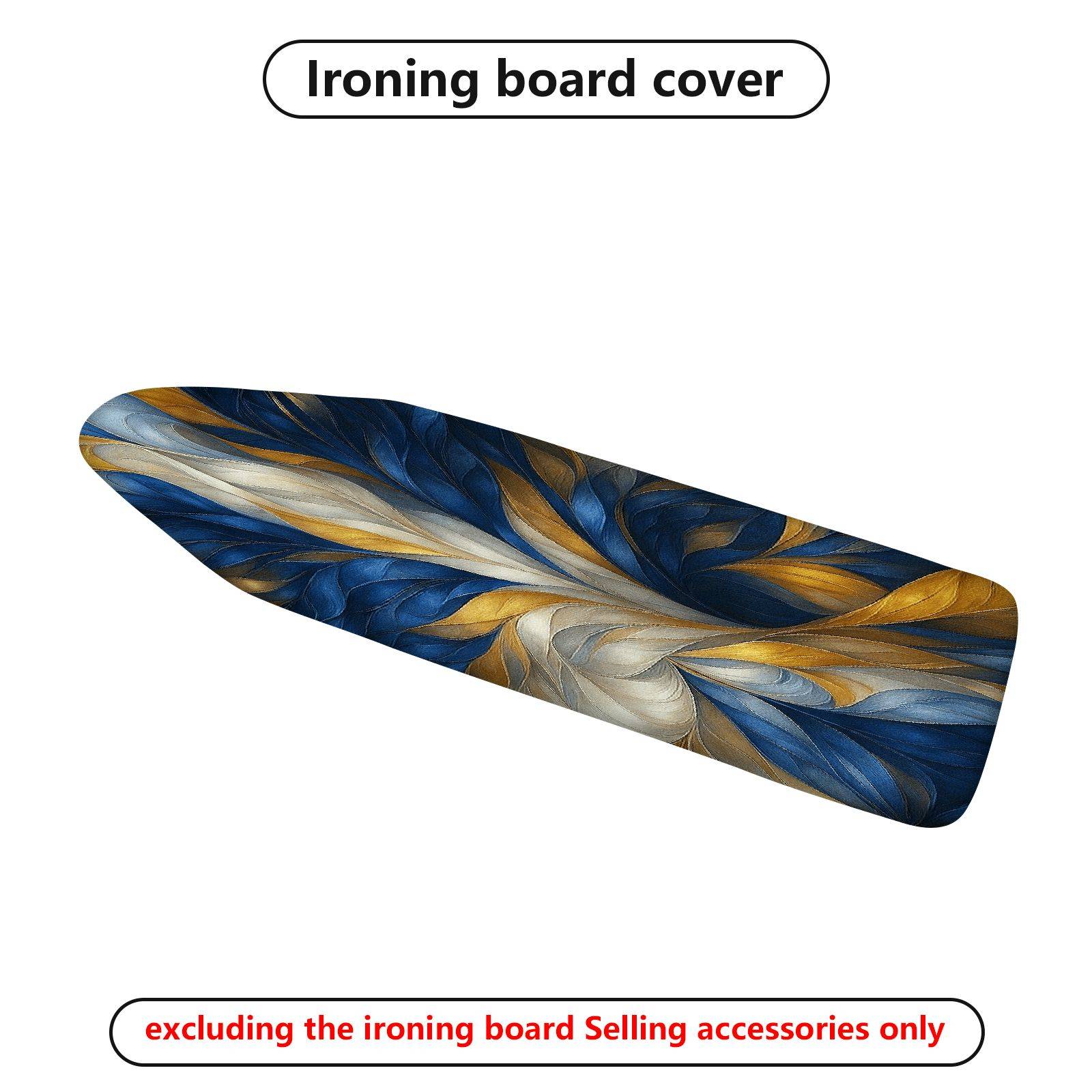 1-Piece Abstract Swirl Blue Gold  Ironing Board Cover, Universal Size, Without Board