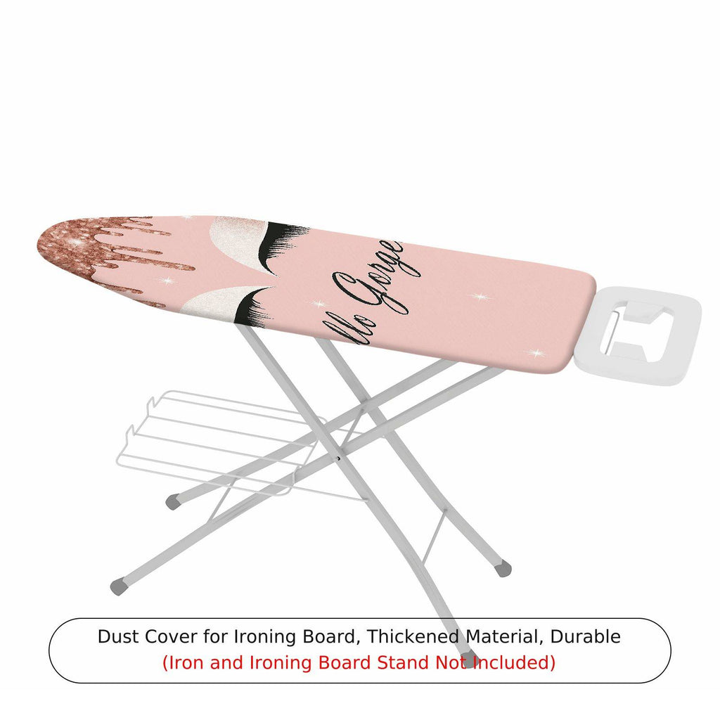 1-Piece Pink Glitter Eyelash Text  Ironing Board Cover, Universal Size, Without Board
