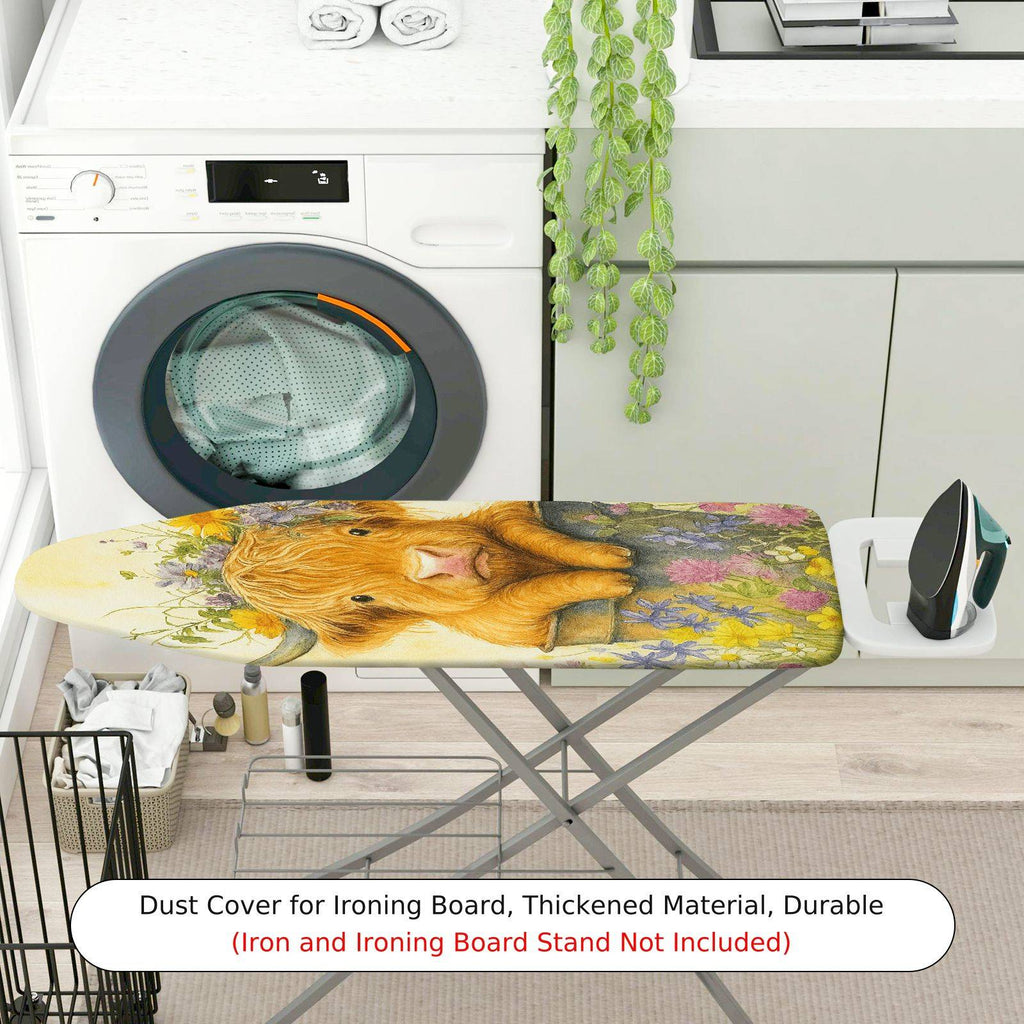 1-Piece Cow Floral Animal  Ironing Board Cover, Universal Size, Without Board