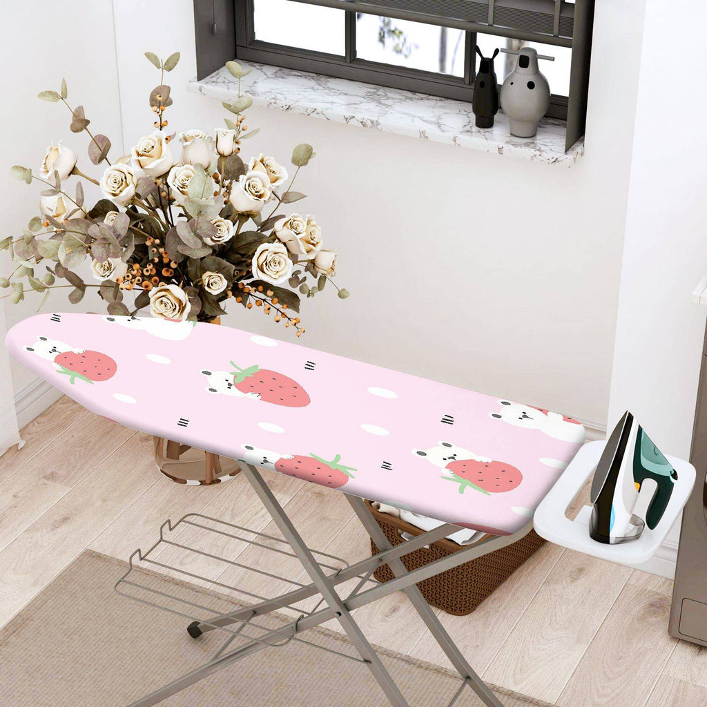 1-Piece Pink Strawberry Bear  Ironing Board Cover, Universal Size, Without Board