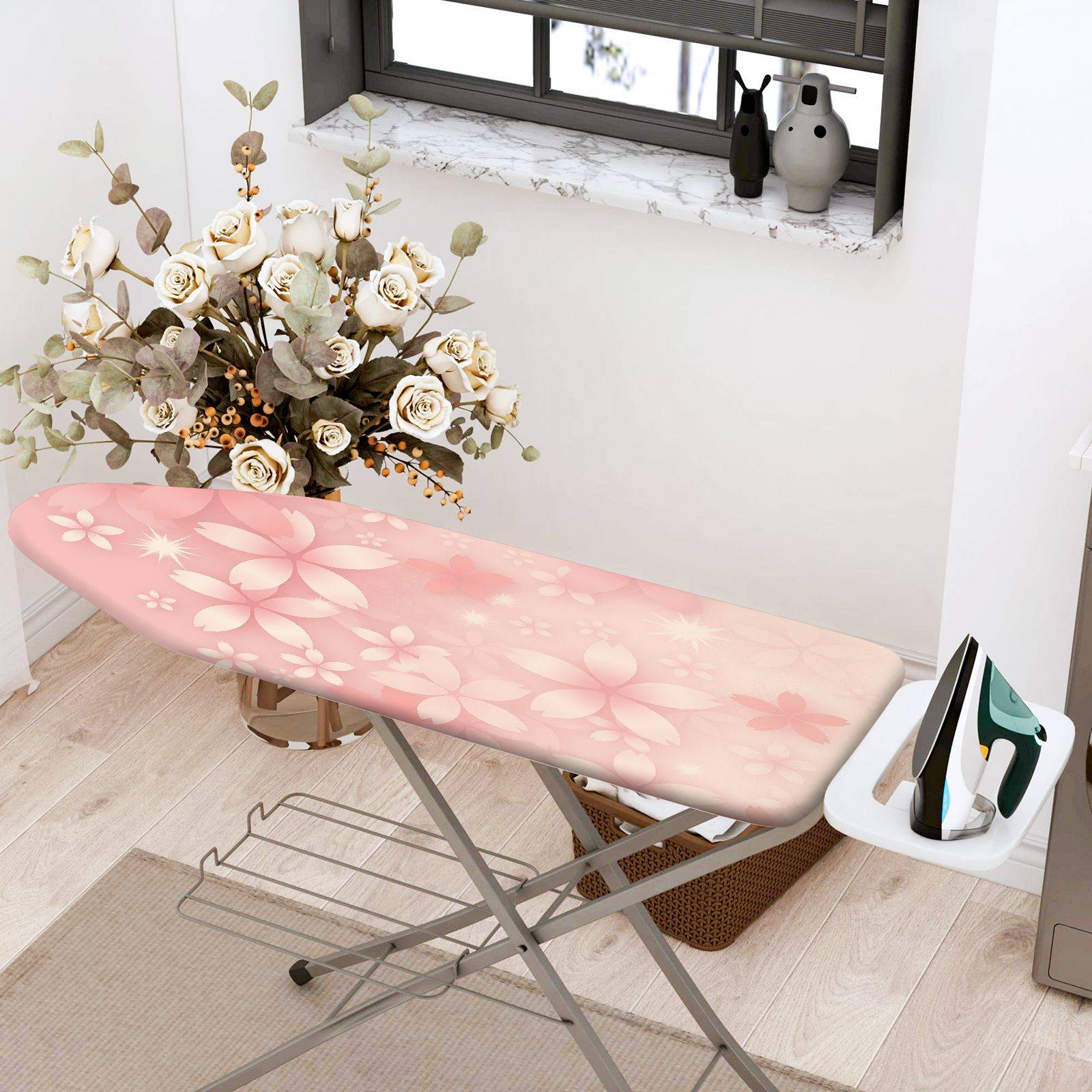1-Piece Floral Butterfly Pink  Ironing Board Cover, Universal Size, Without Board
