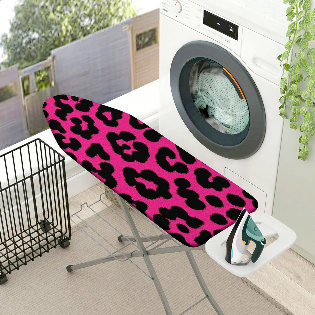 1-Piece Leopard Print Pink Black  Ironing Board Cover, Universal Size, Without Board