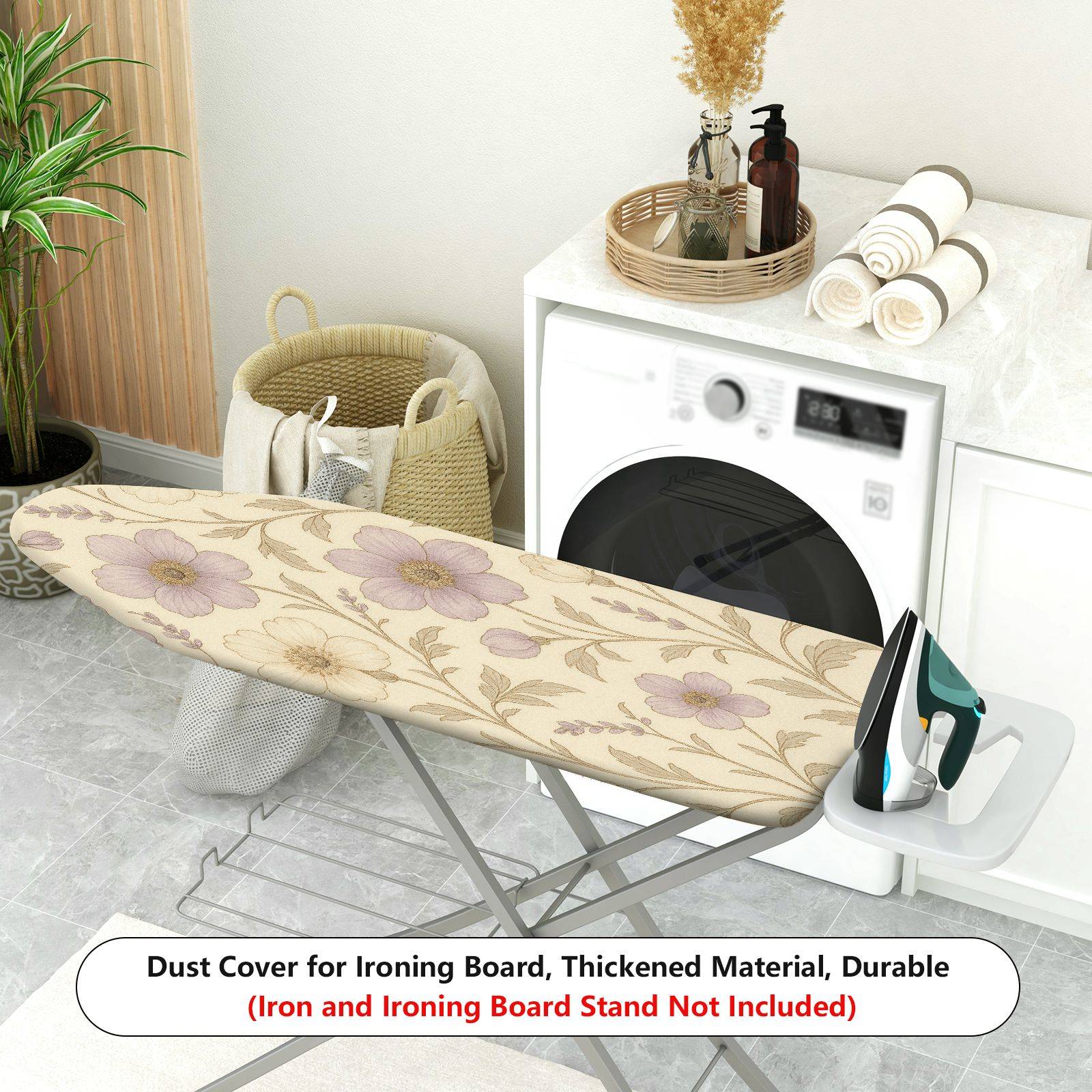 1-Piece Floral Beige Purple Vintage  Ironing Board Cover, Universal Size, Without Board