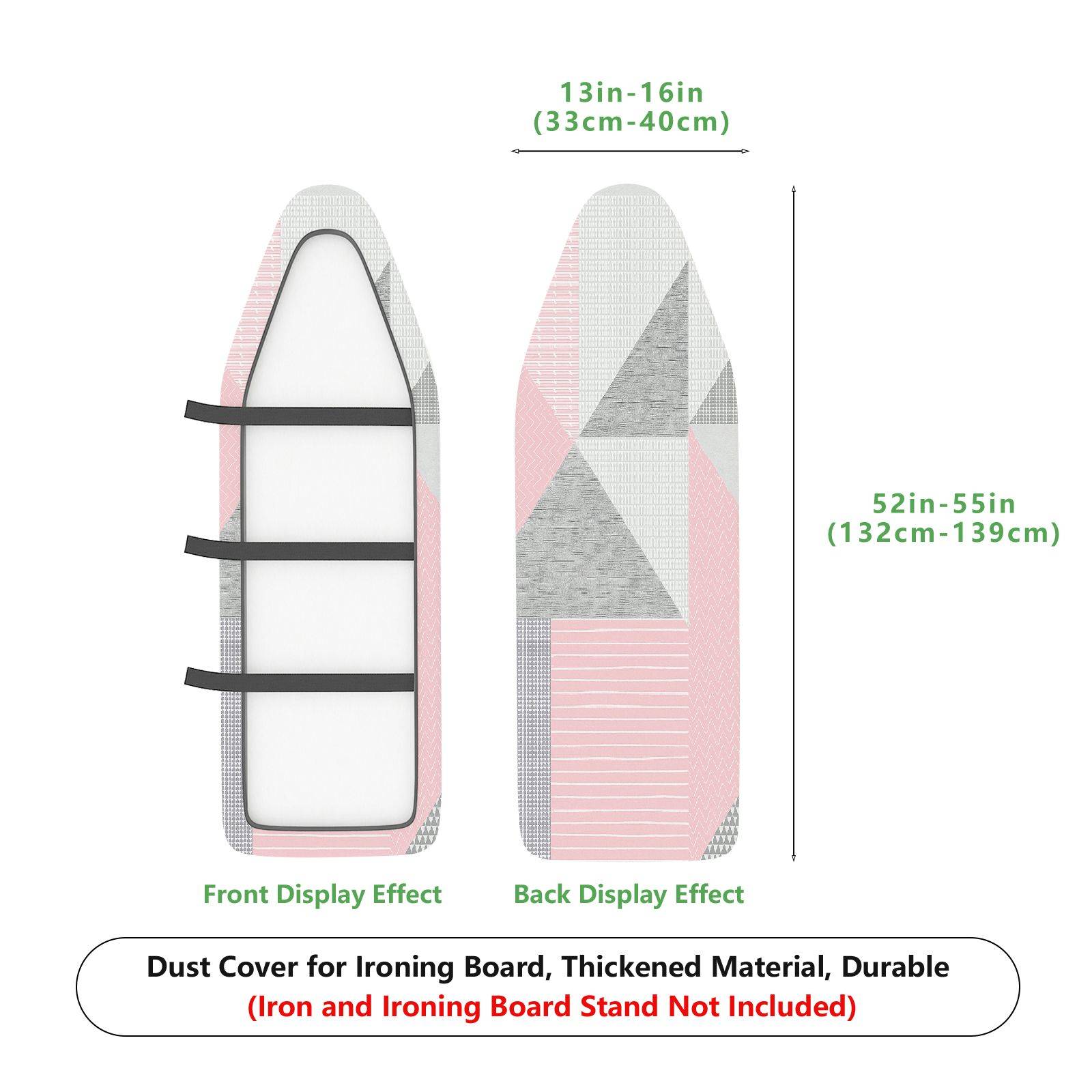 1-Piece Geometric Pink Grey  Ironing Board Cover, Universal Size, Without Board