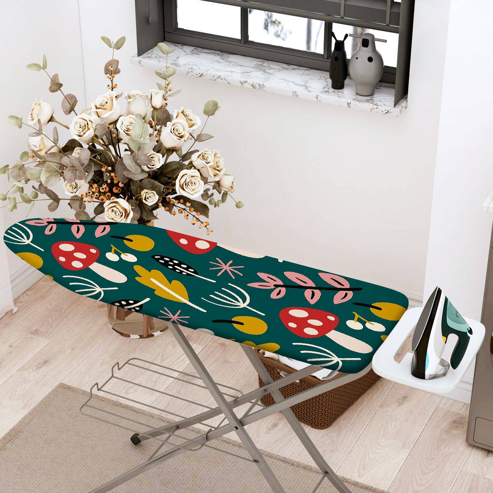 1-Piece Mushroom Floral Abstract  Ironing Board Cover, Universal Size, Without Board