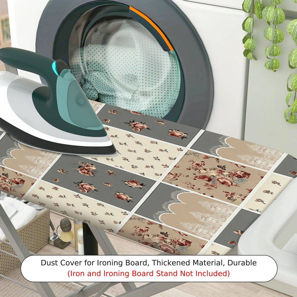 1-Piece Floral Patchwork Beige Grey  Ironing Board Cover, Universal Size, Without Board