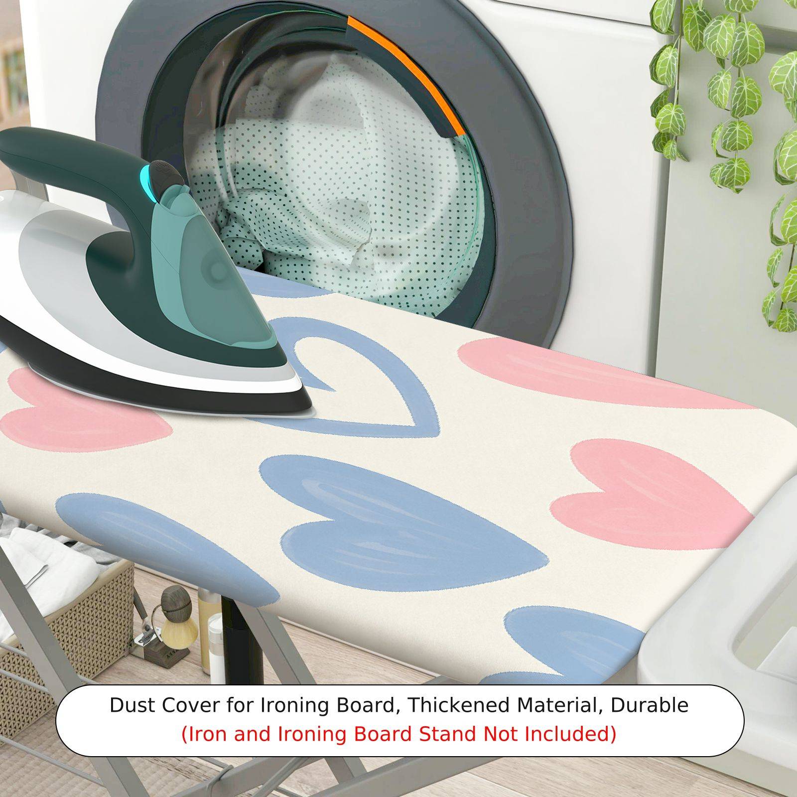 1-Piece Heart Pattern Pink Blue  Ironing Board Cover, Universal Size, Without Board