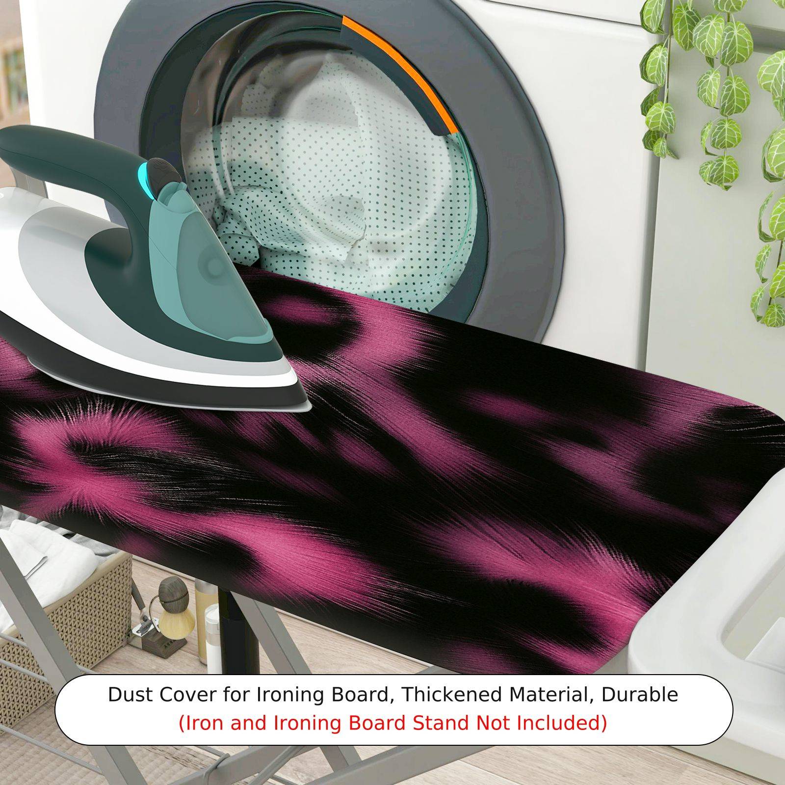 1-Piece Leopard Pattern Pink Black Style  Ironing Board Cover, Universal Size, Without Board