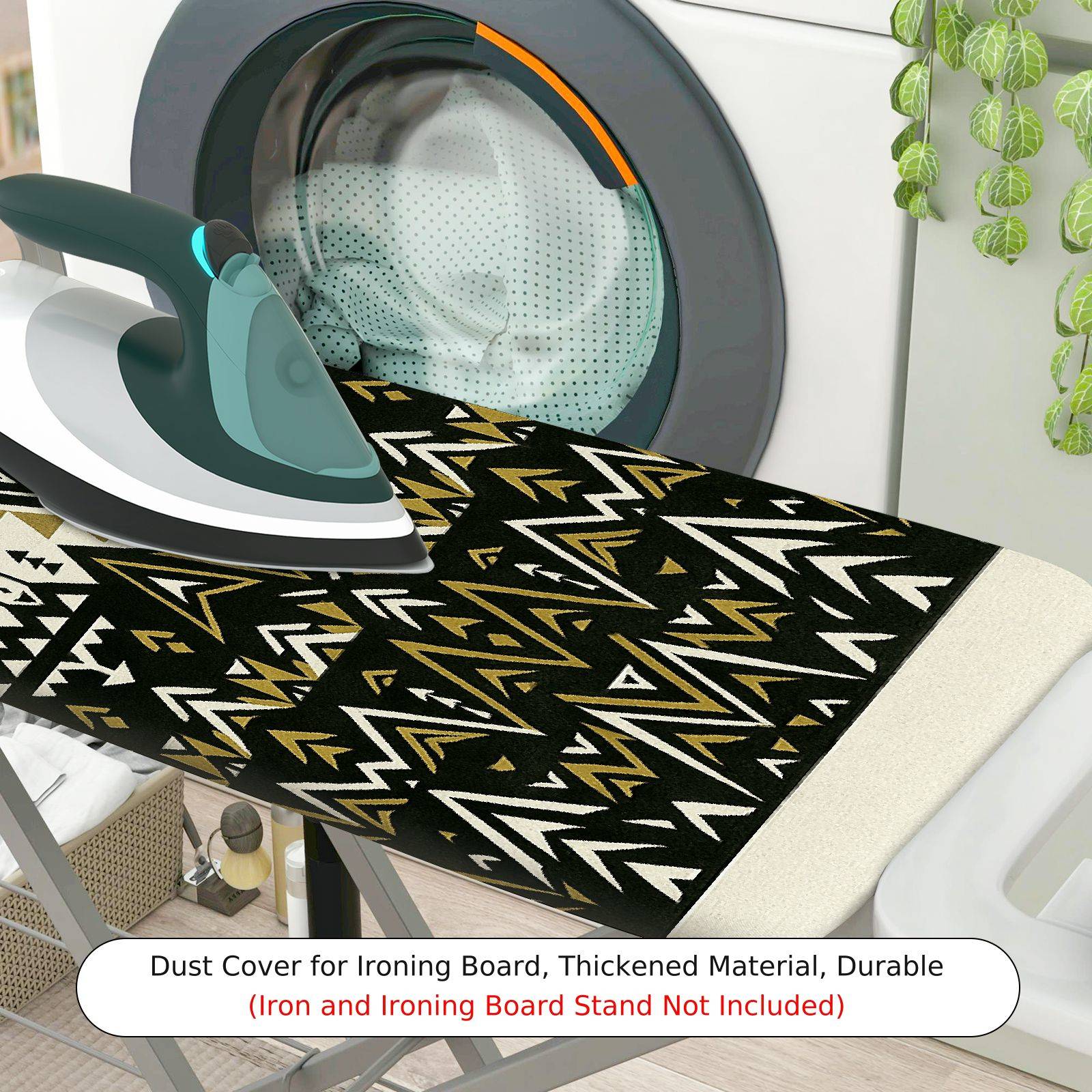 1-Piece Geometric Black Beige Pattern  Ironing Board Cover, Universal Size, Without Board