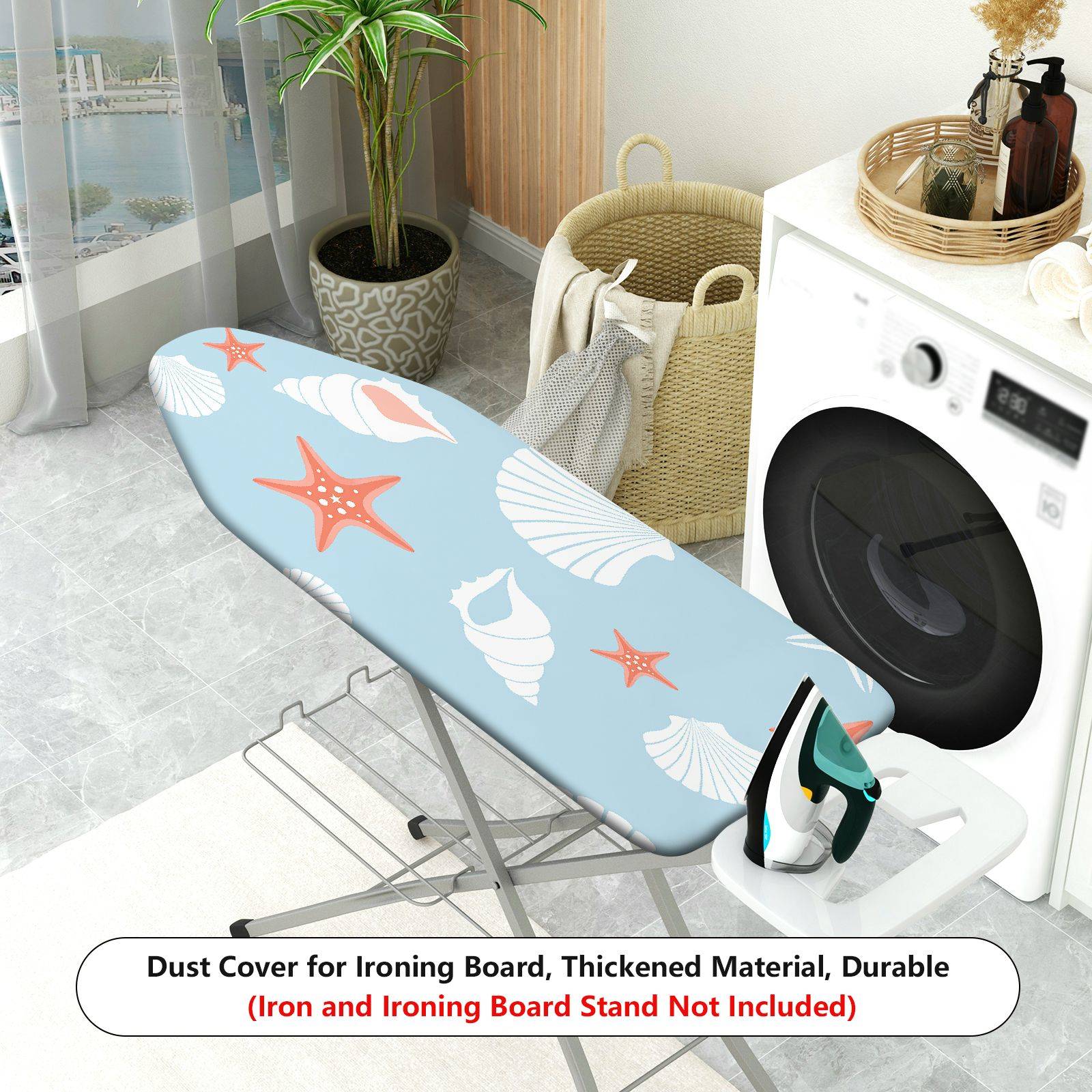 1-Piece Ocean Coastal Seashells  Ironing Board Cover, Universal Size, Without Board