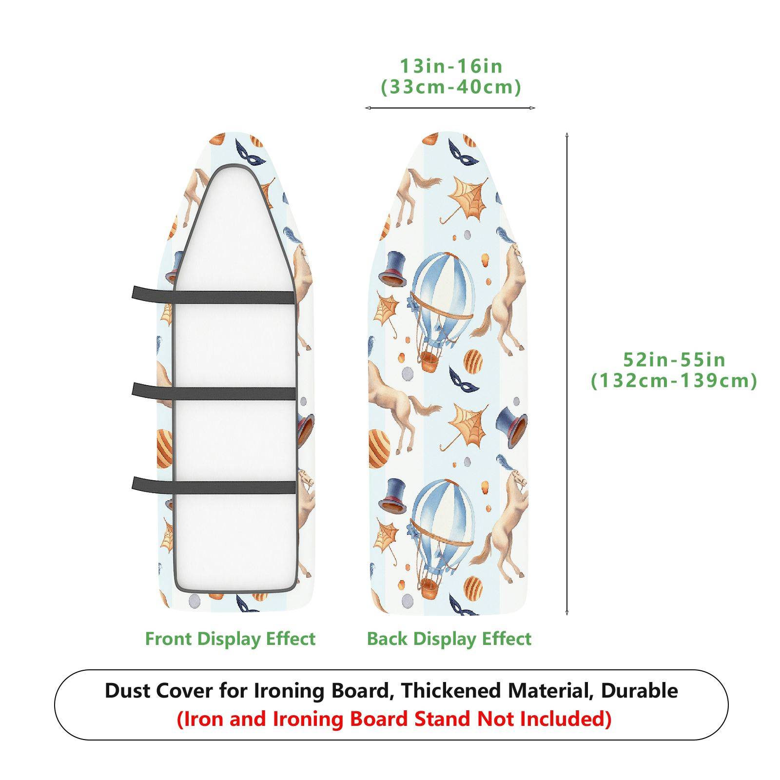1-Piece Animals Hot Air Balloon Stars  Ironing Board Cover, Universal Size, Without Board