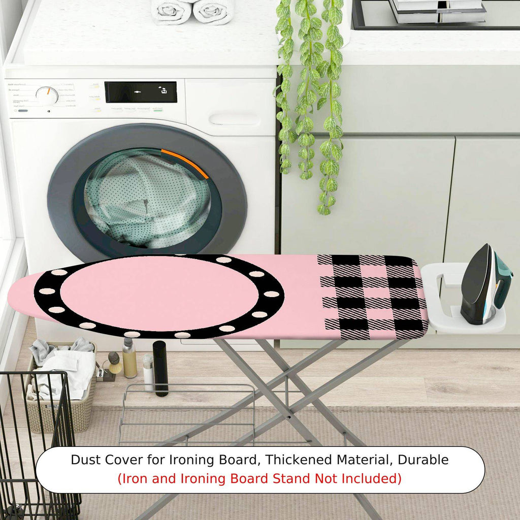 1-Piece Pink Plaid Polka Dot  Ironing Board Cover, Universal Size, Without Board