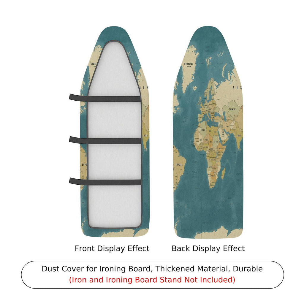 1-Piece Vintage Map Retro Travel World  Ironing Board Cover, Universal Size, Without Board