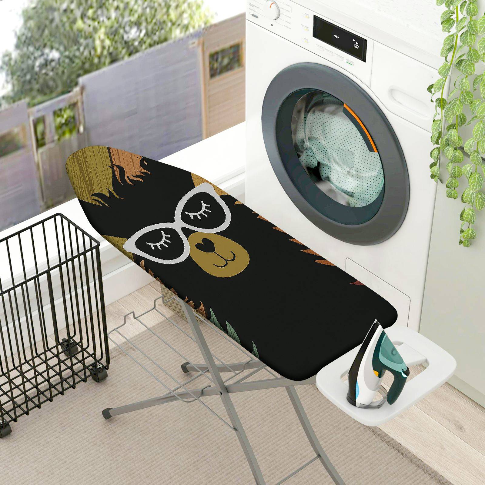 1-Piece Bear Sleepy Eyes Animal  Ironing Board Cover, Universal Size, Without Board
