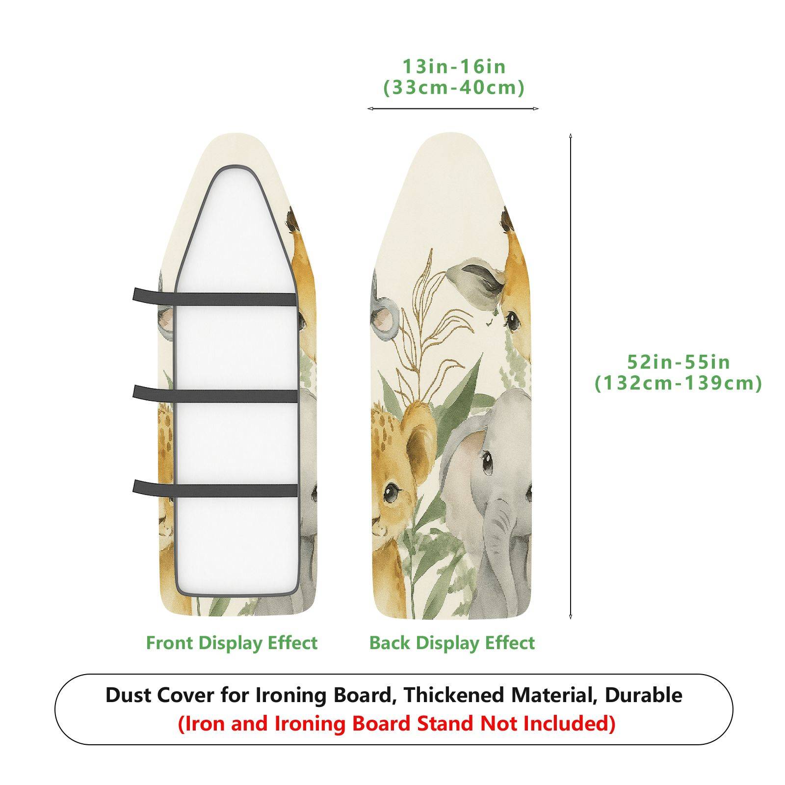 1-Piece Animal Safari Jungle Wildlife  Ironing Board Cover, Universal Size, Without Board