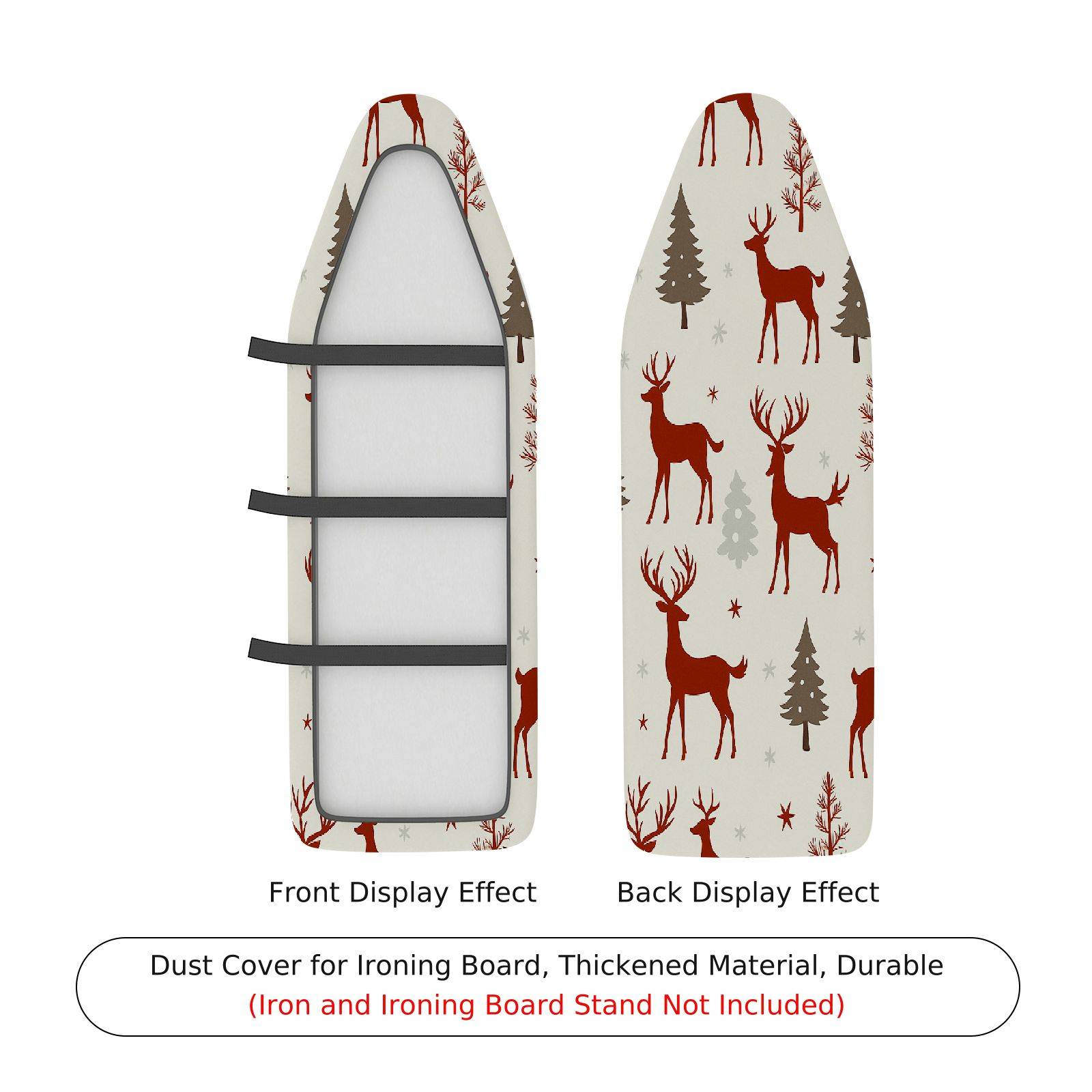 1-Piece Reindeer Christmas Winter  Ironing Board Cover, Universal Size, Without Board