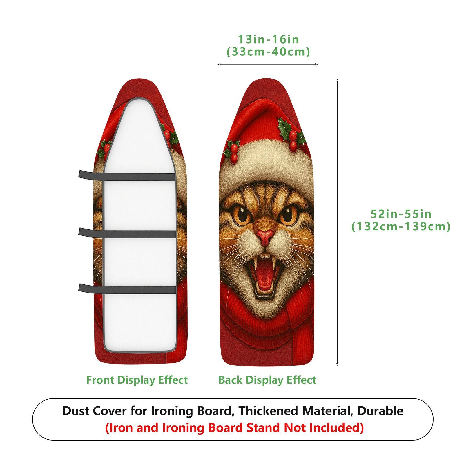 1-Piece Christmas Cat Festive  Ironing Board Cover, Universal Size, Without Board
