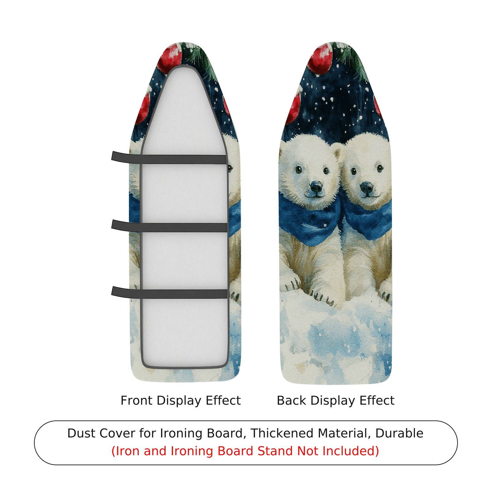 1-Piece Polar Bear Christmas Snow  Ironing Board Cover, Universal Size, Without Board
