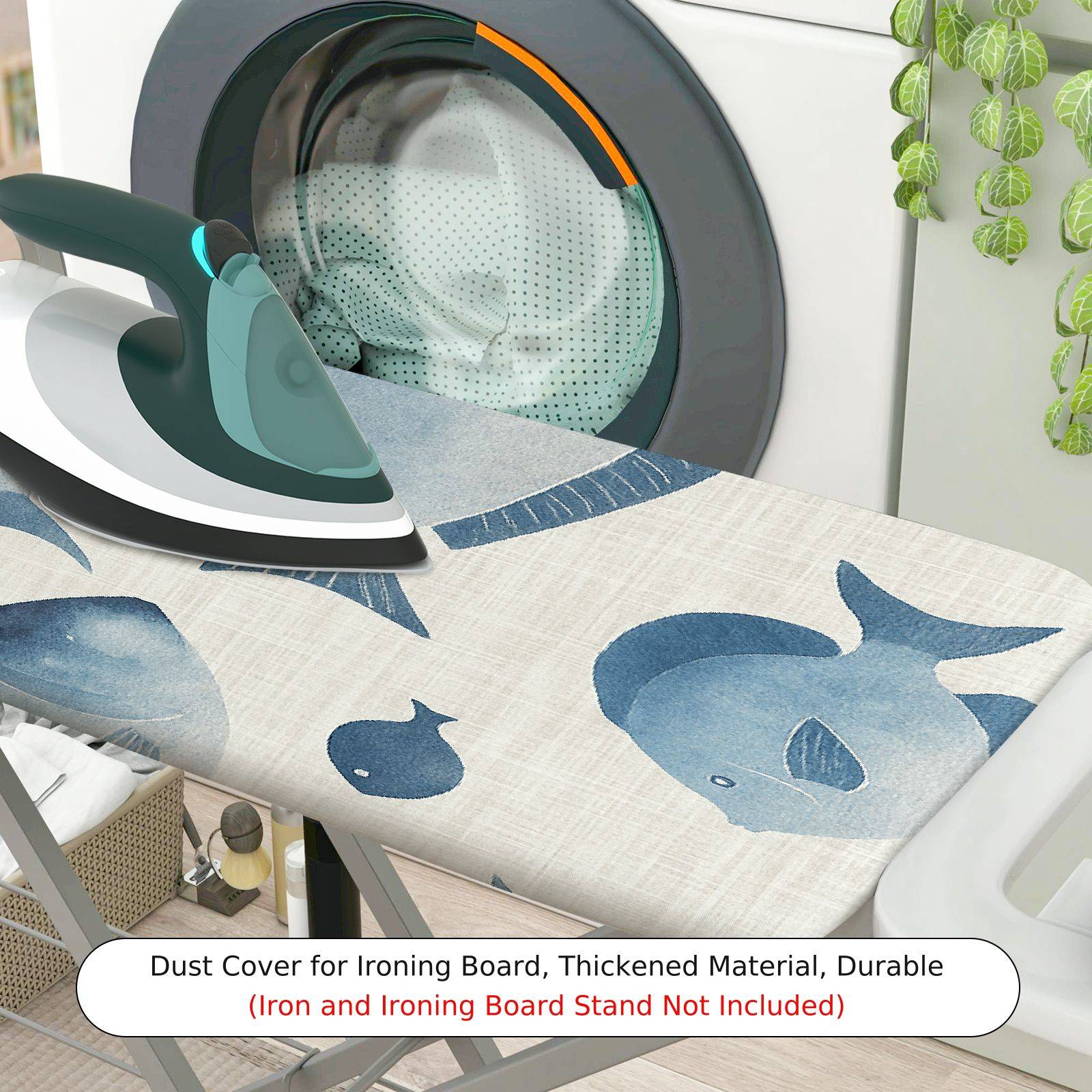 1-Piece Fish Ocean Blue  Ironing Board Cover, Universal Size, Without Board