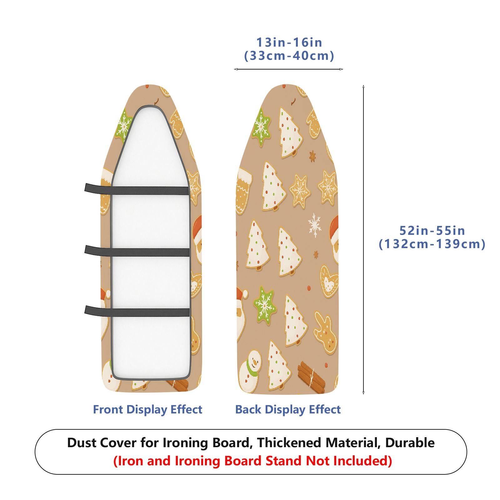 1-Piece Christmas Tree Gingerbread Santa  Ironing Board Cover, Universal Size, Without Board