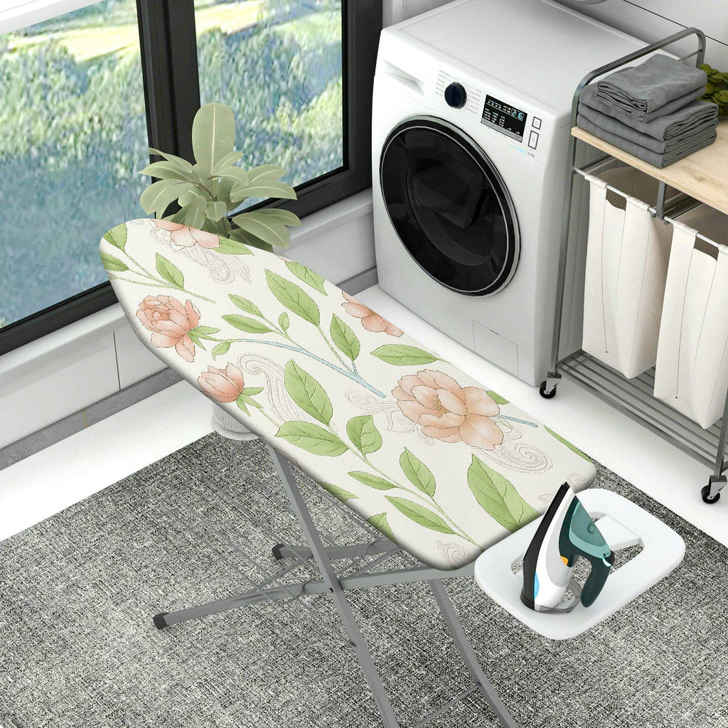 1-Piece Floral Leaf Pattern Beige  Ironing Board Cover, Universal Size, Without Board
