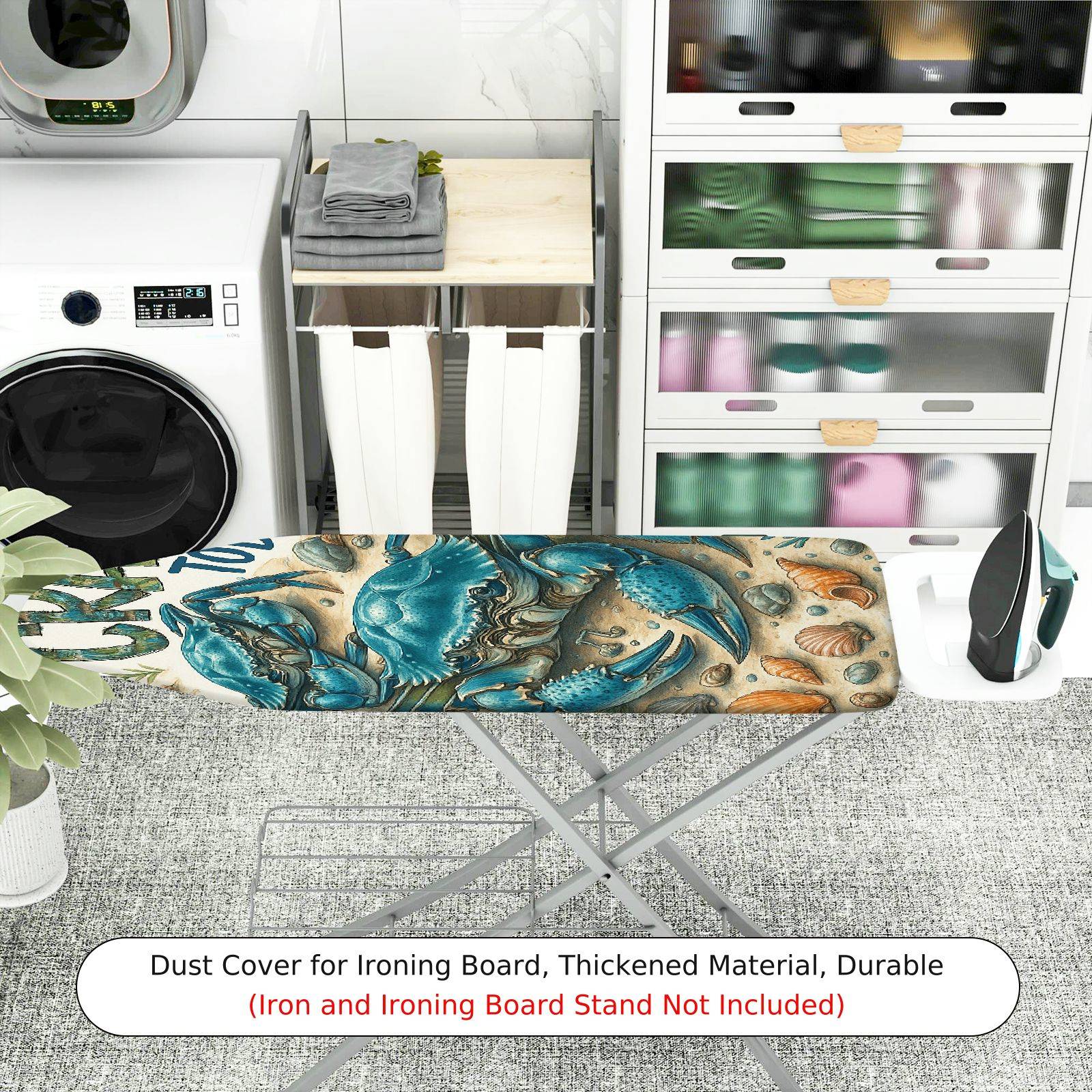 1-Piece Crab Beach Ocean  Ironing Board Cover, Universal Size, Without Board