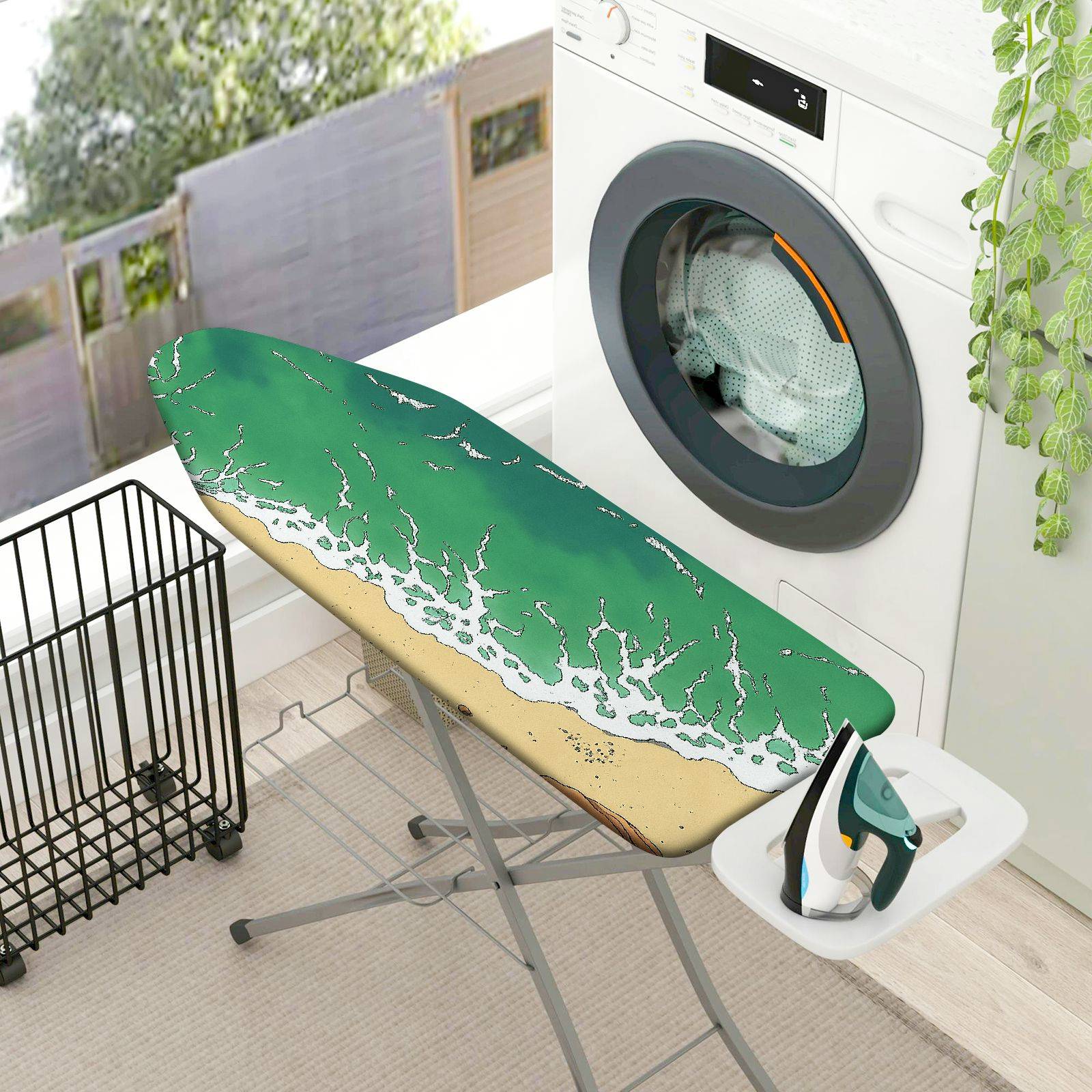 1-Piece Ocean Beach Waves  Ironing Board Cover, Universal Size, Without Board