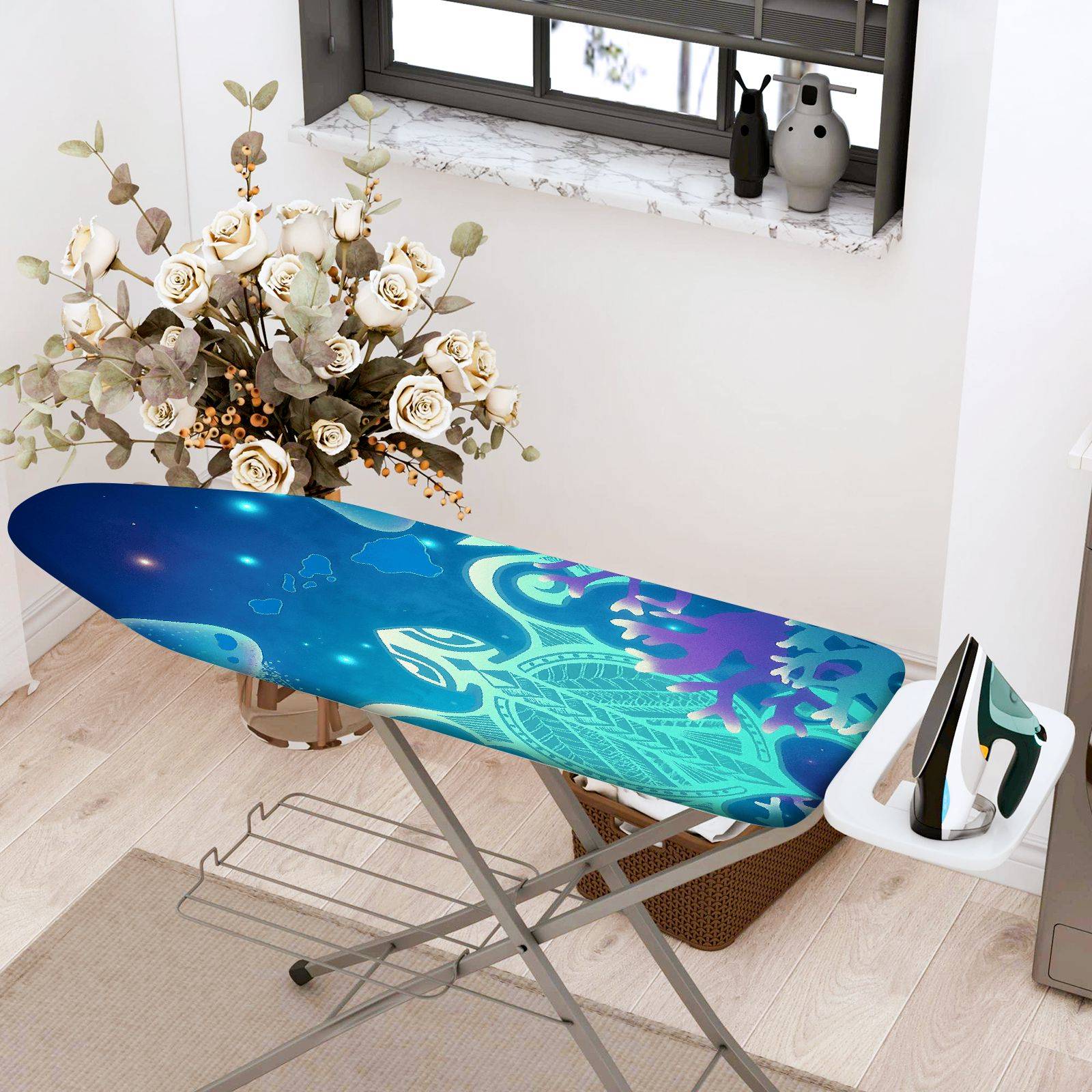 1-Piece Glow in the Dark Ocean Turtle  Ironing Board Cover, Universal Size, Without Board