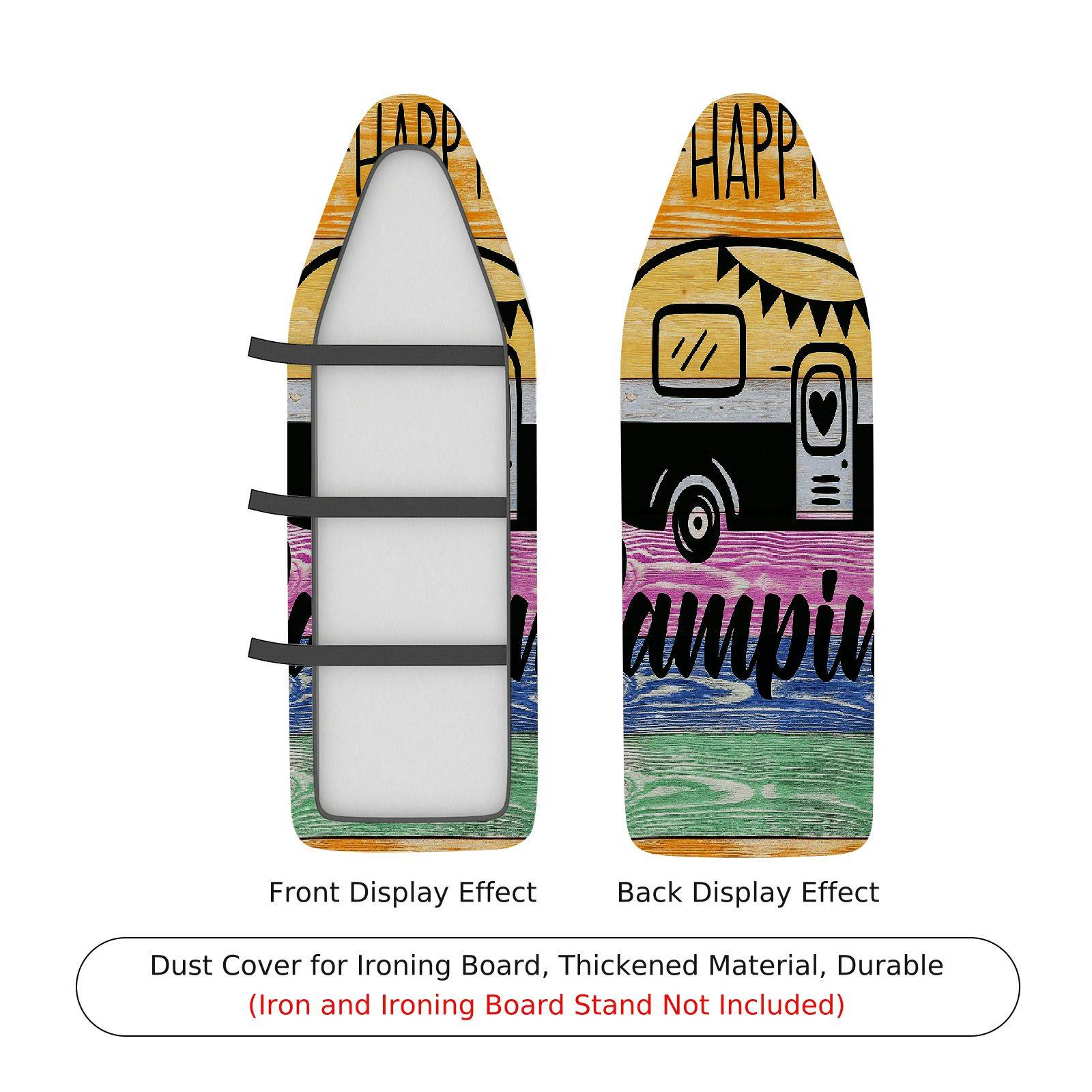 1-Piece Campers Retro Colorful  Ironing Board Cover, Universal Size, Without Board