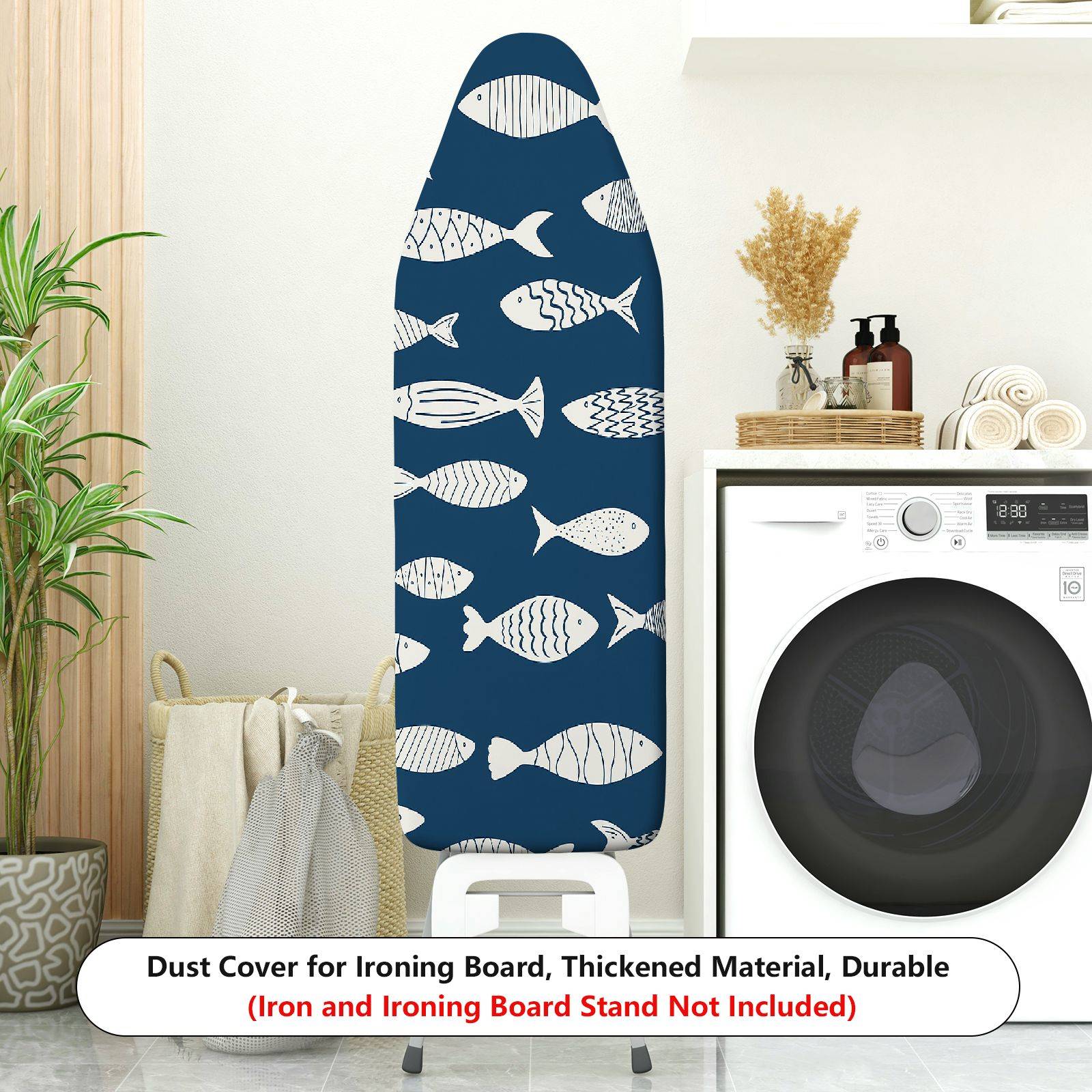 1-Piece Fish Pattern Ocean Nautical  Ironing Board Cover, Universal Size, Without Board