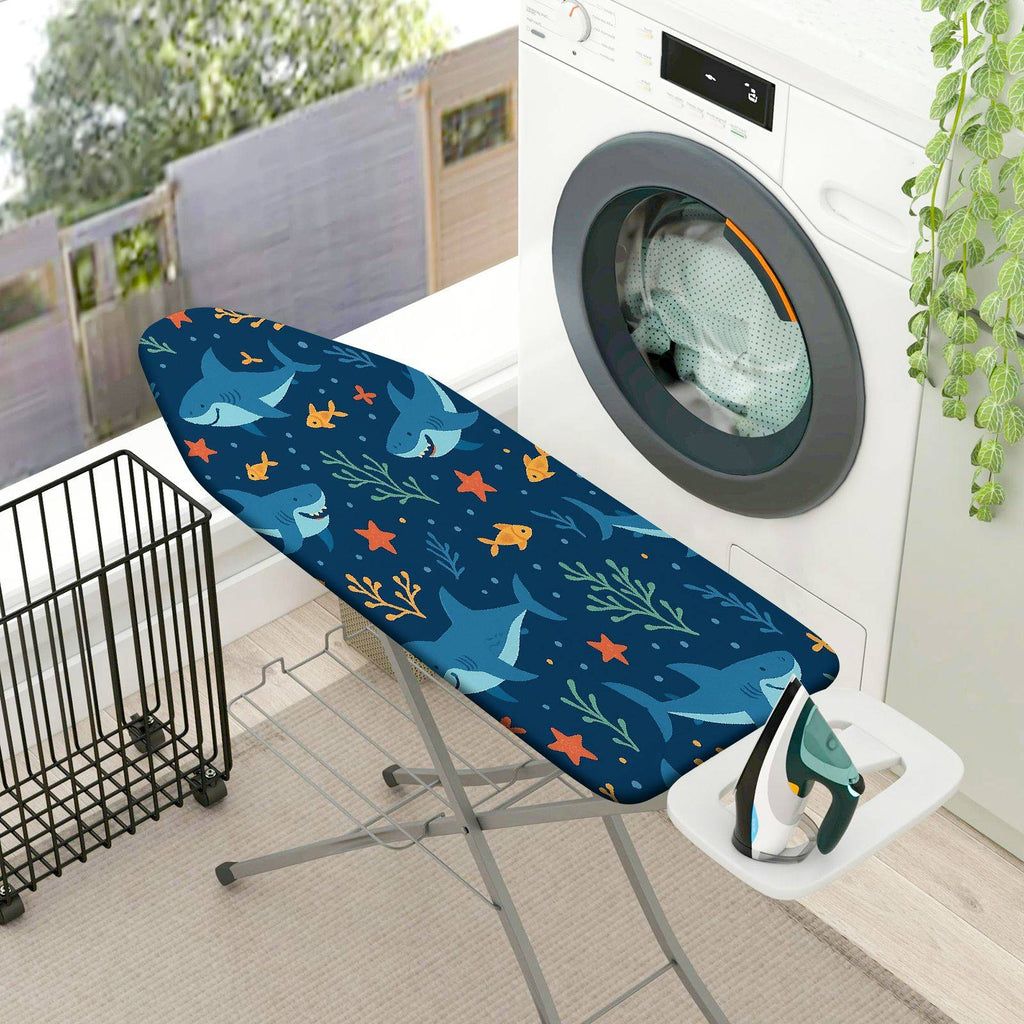 1-Piece Shark Ocean Fish  Ironing Board Cover, Universal Size, Without Board