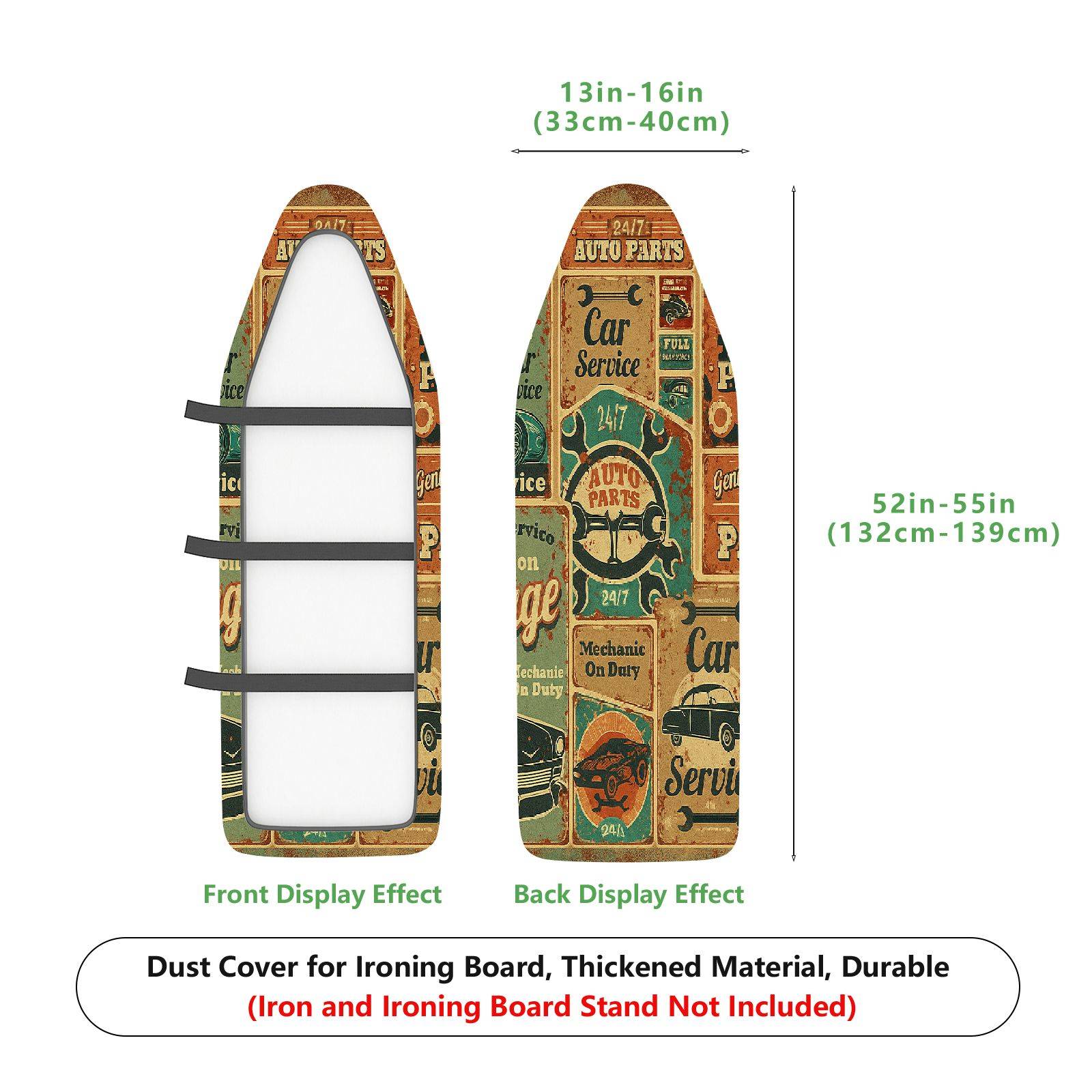 1-Piece Retro Car Service Vintage  Ironing Board Cover, Universal Size, Without Board