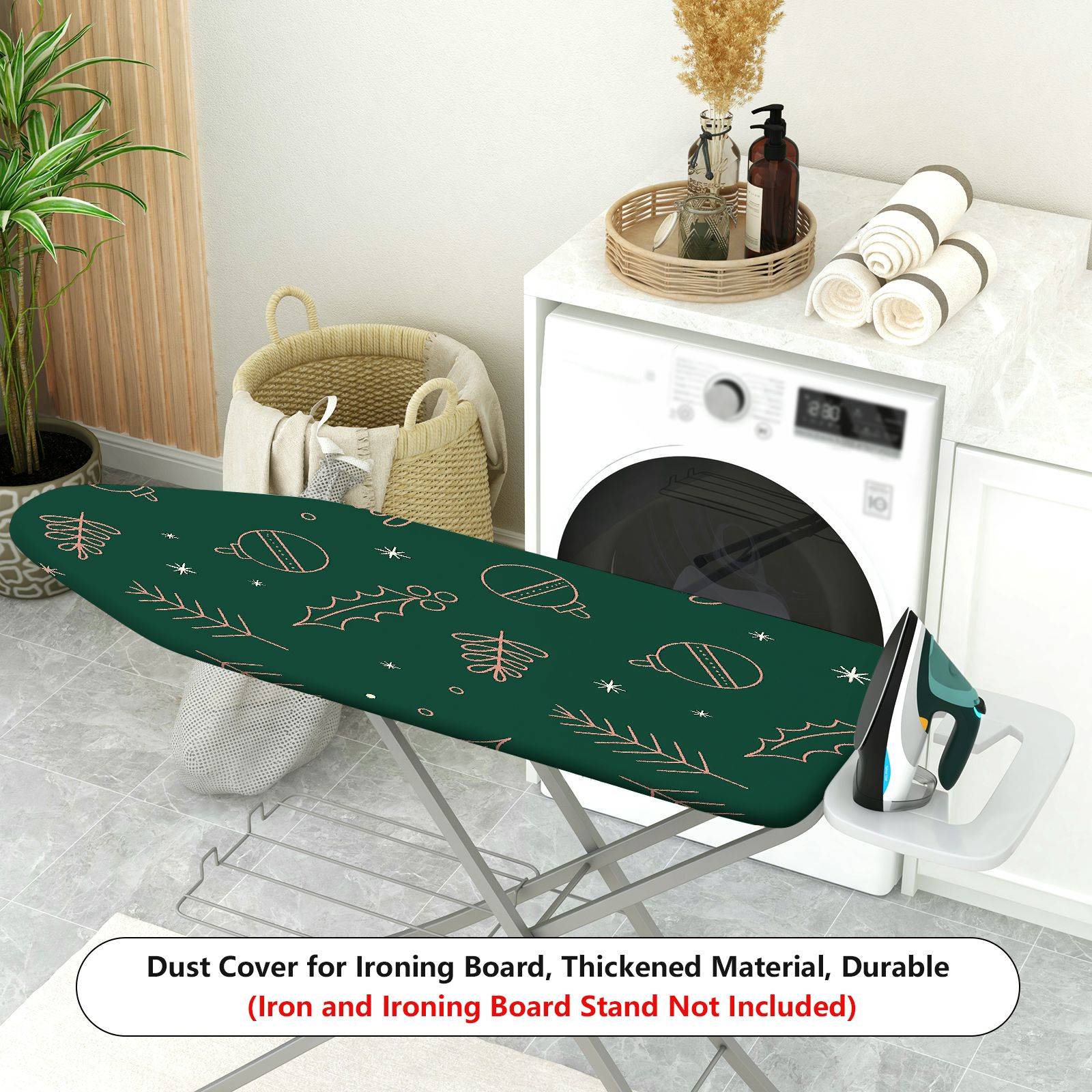 1-Piece Christmas Holly Decoration Ornament  Ironing Board Cover, Universal Size, Without Board