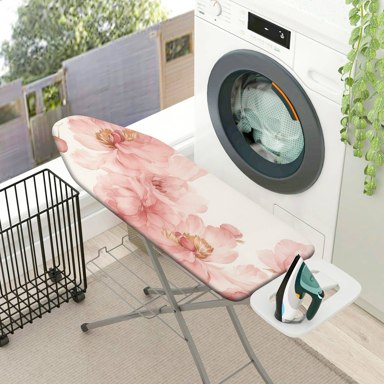1-Piece Floral Pink Peony Elegant  Ironing Board Cover, Universal Size, Without Board