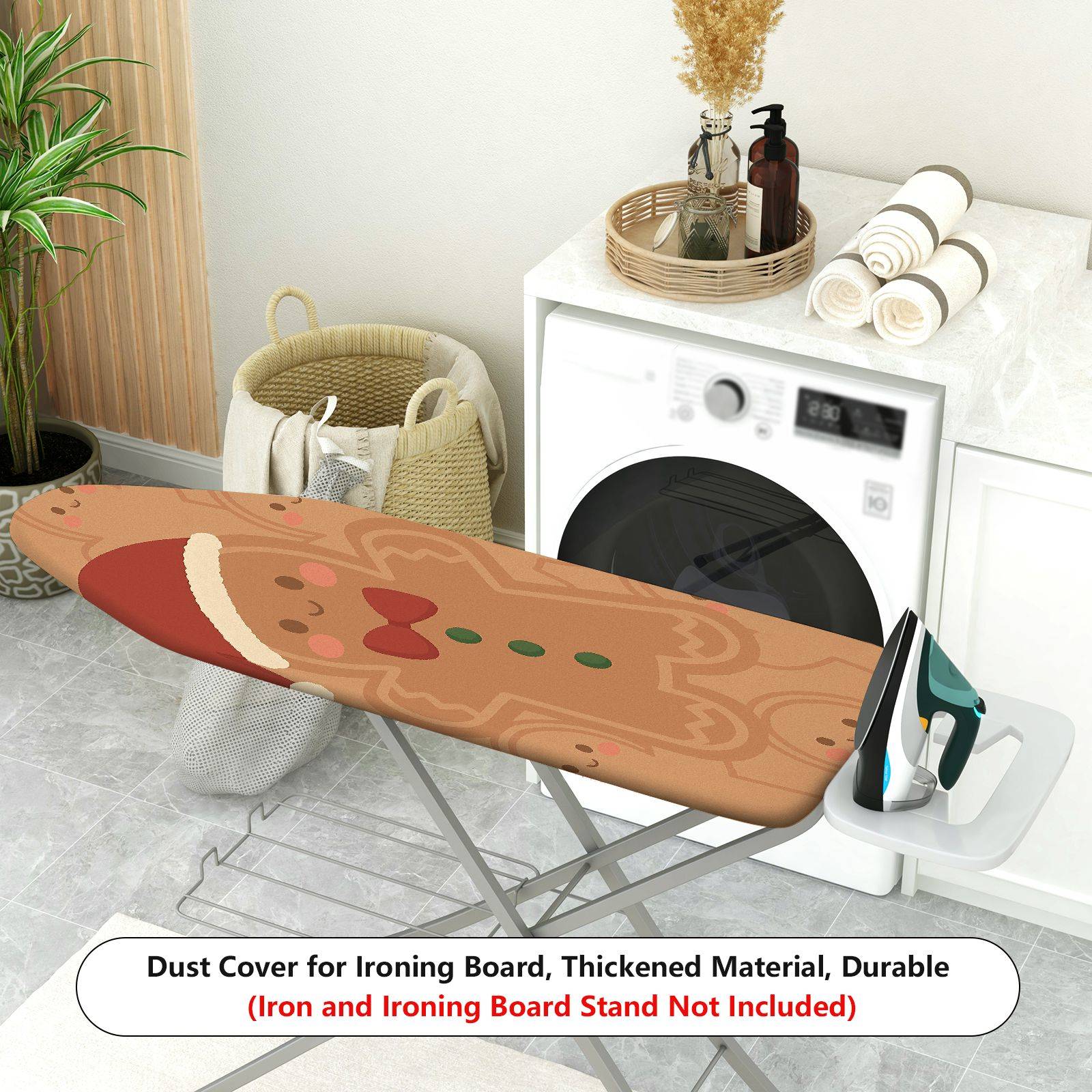 1-Piece Christmas Gingerbread Santa Claus  Ironing Board Cover, Universal Size, Without Board