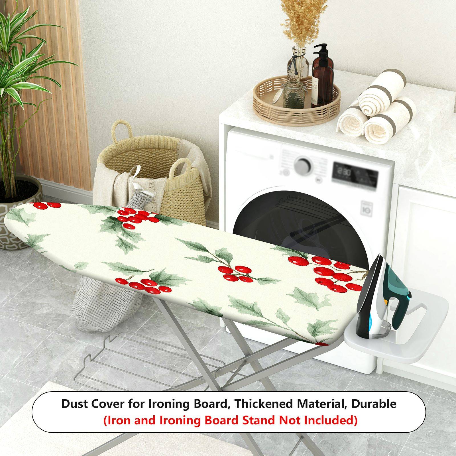 1-Piece Christmas Berry Holly  Ironing Board Cover, Universal Size, Without Board