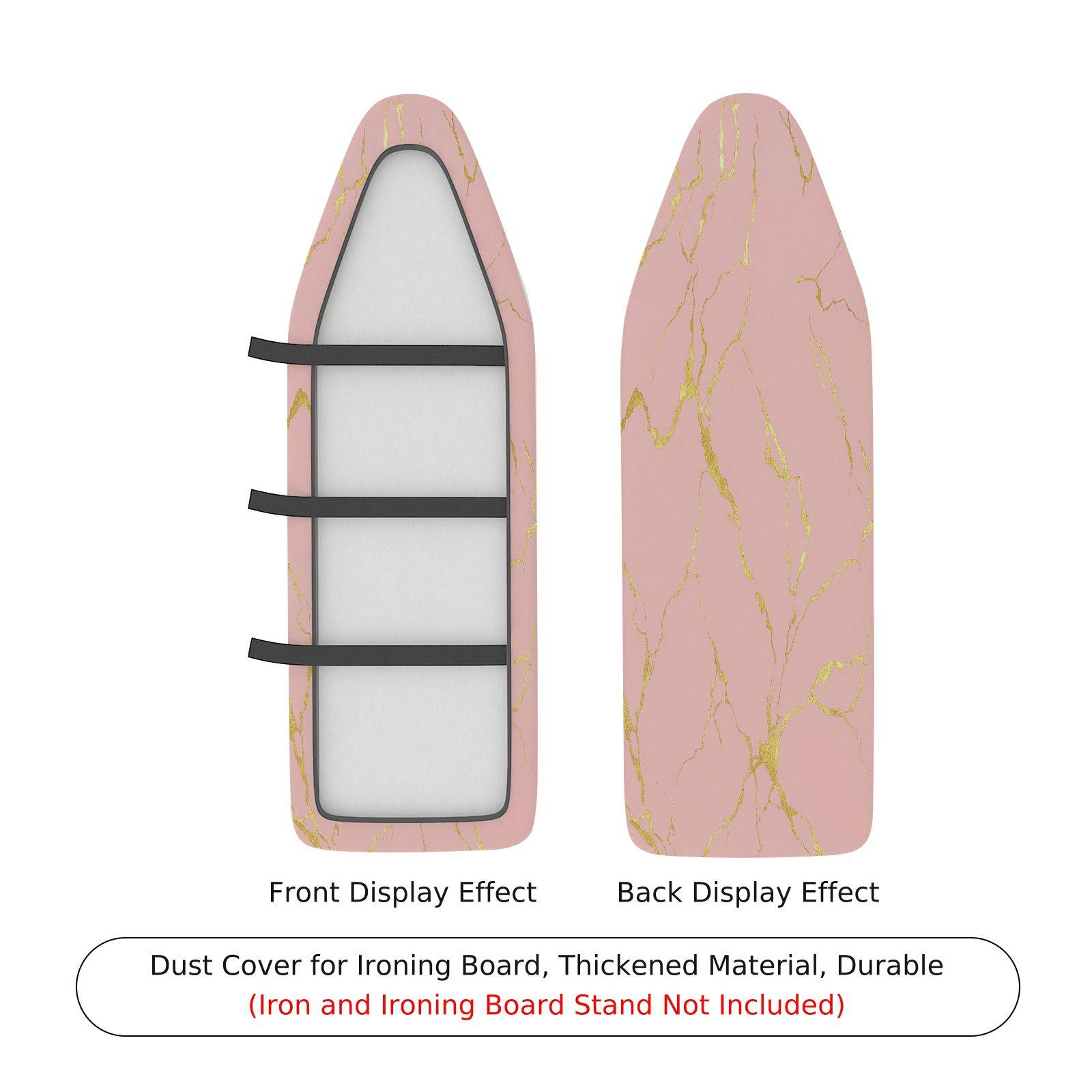 1-Piece Pink Gold Marbled  Ironing Board Cover, Universal Size, Without Board