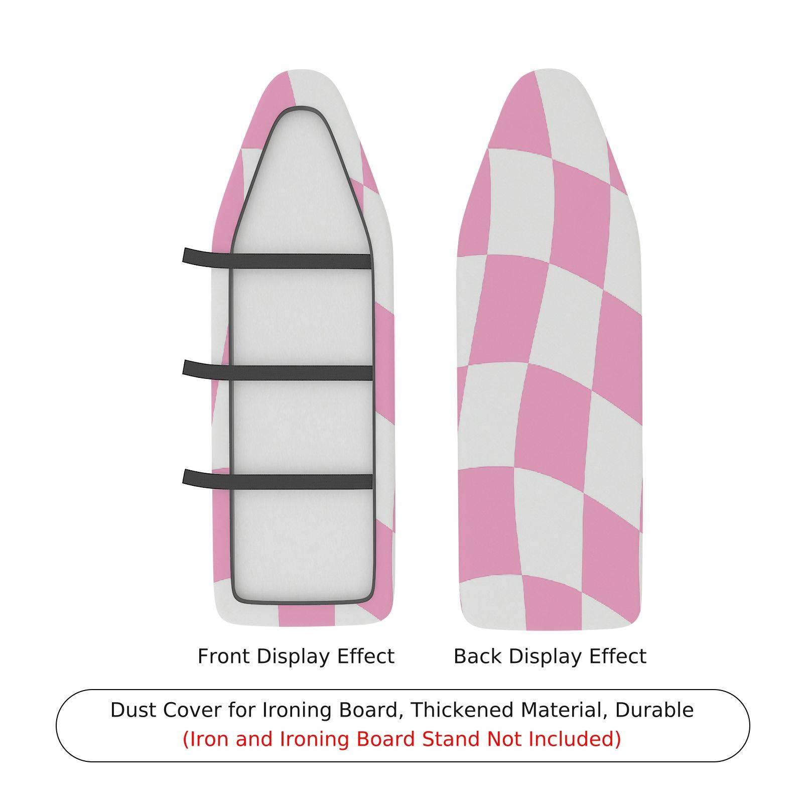 1-Piece Pink Checkerboard Geometric Pattern  Ironing Board Cover, Universal Size, Without Board