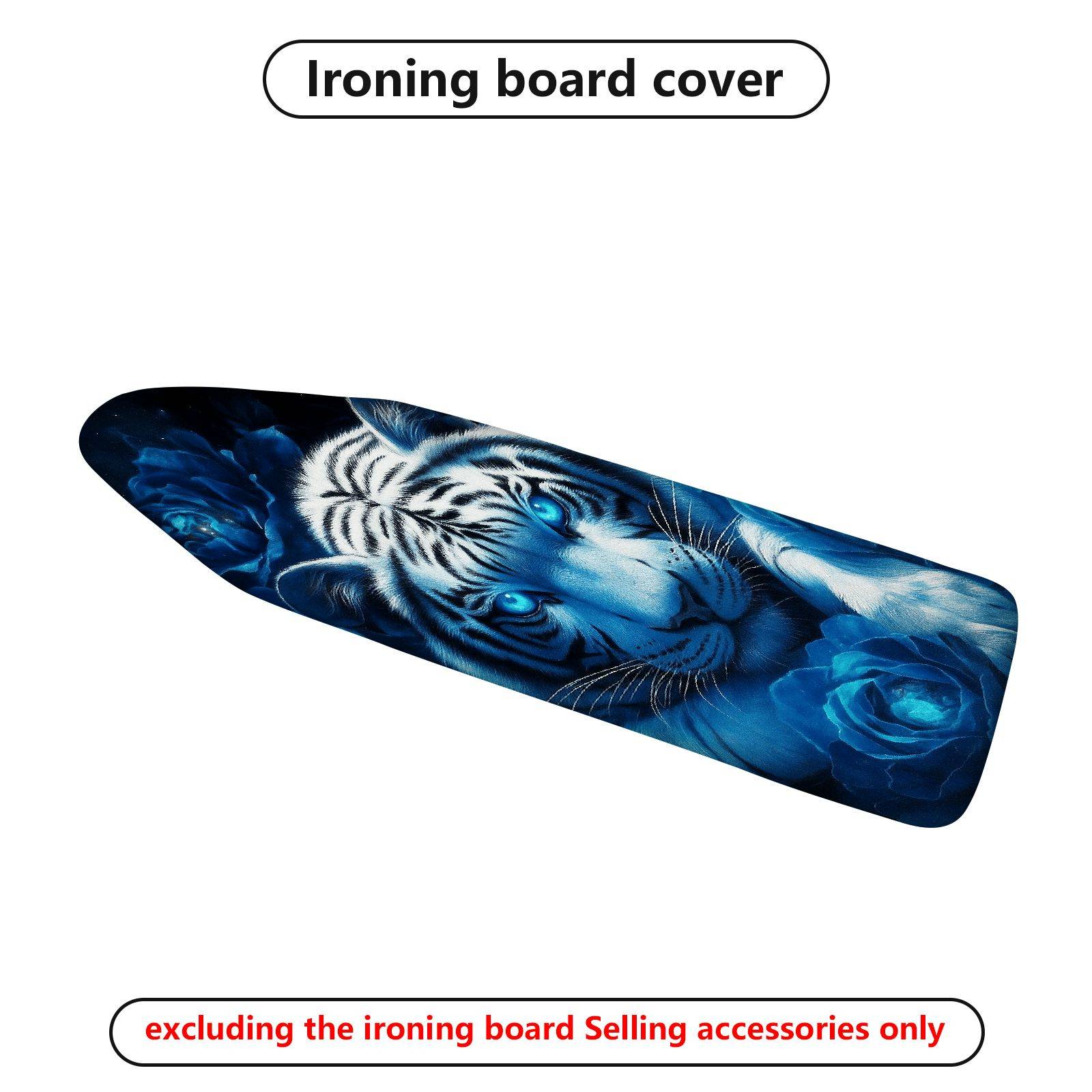 1-Piece Blue Tiger Flower Animal  Ironing Board Cover, Universal Size, Without Board