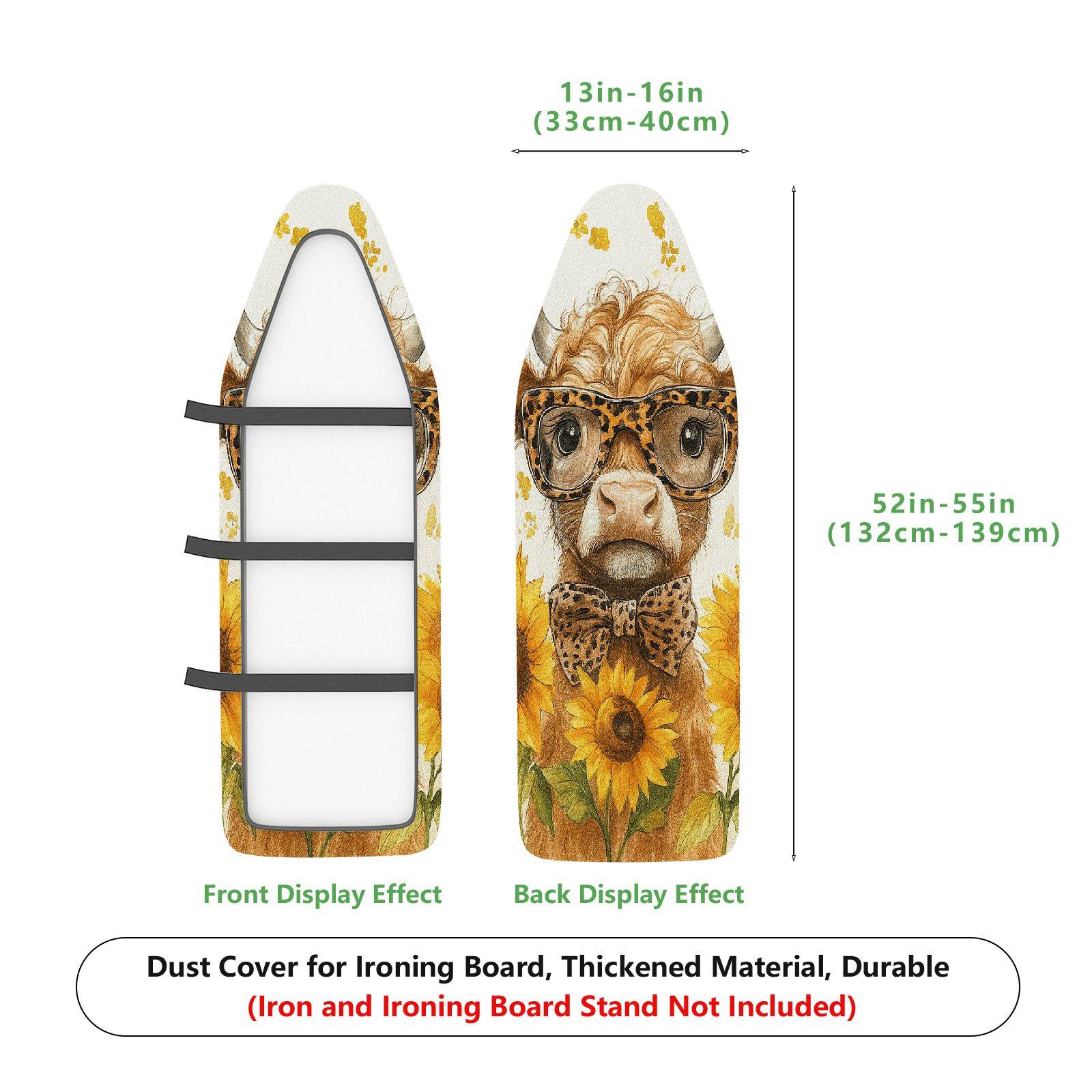 1-Piece Alpaca Sunflower Leopard  Ironing Board Cover, Universal Size, Without Board