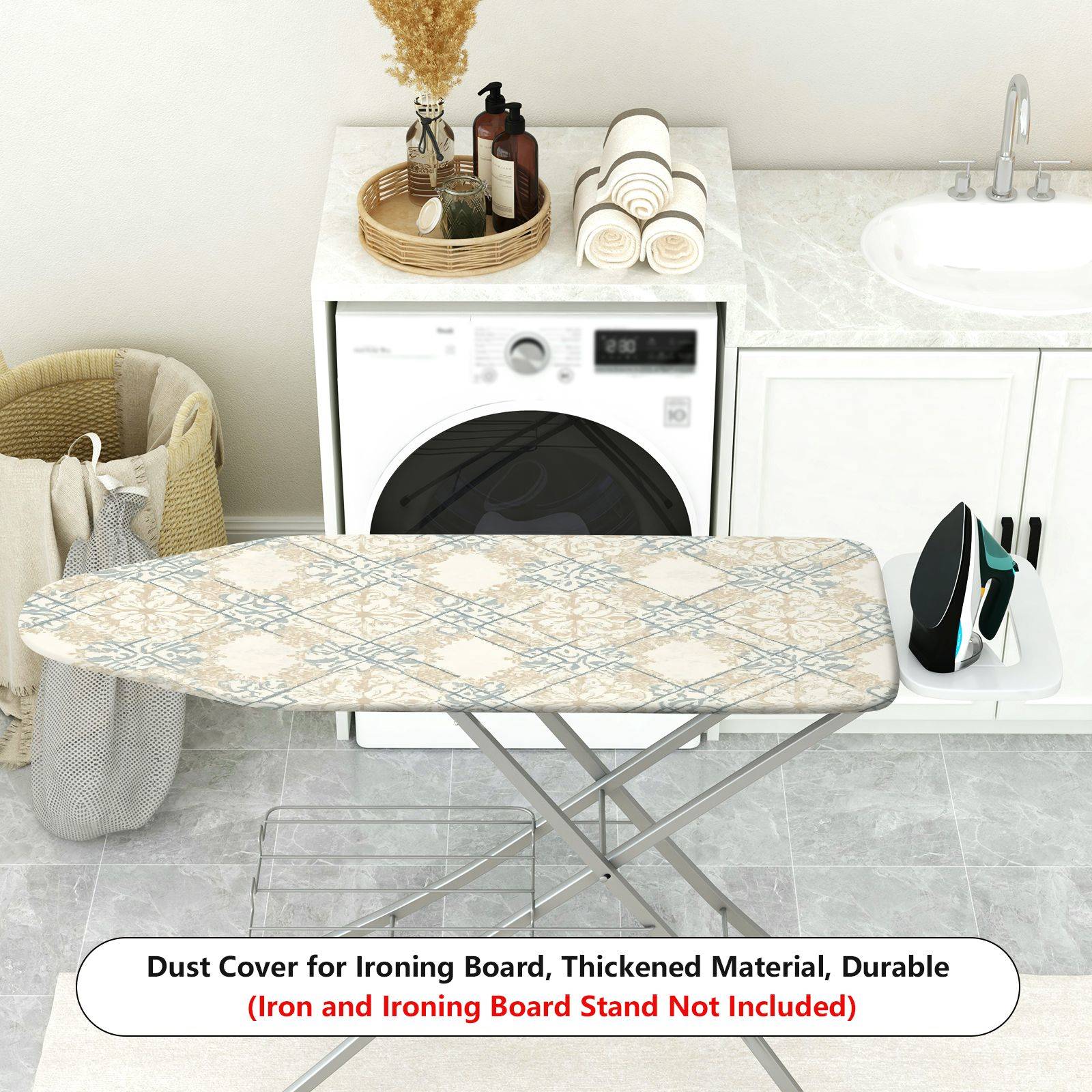 1-Piece Floral Elegant Beige  Ironing Board Cover, Universal Size, Without Board