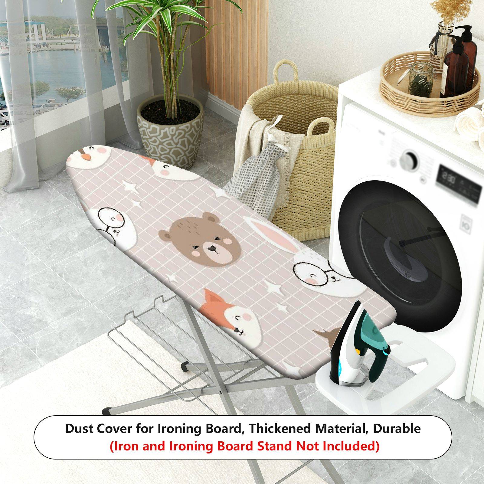 1-Piece Cute Animal  Beige  Ironing Board Cover, Universal Size, Without Board