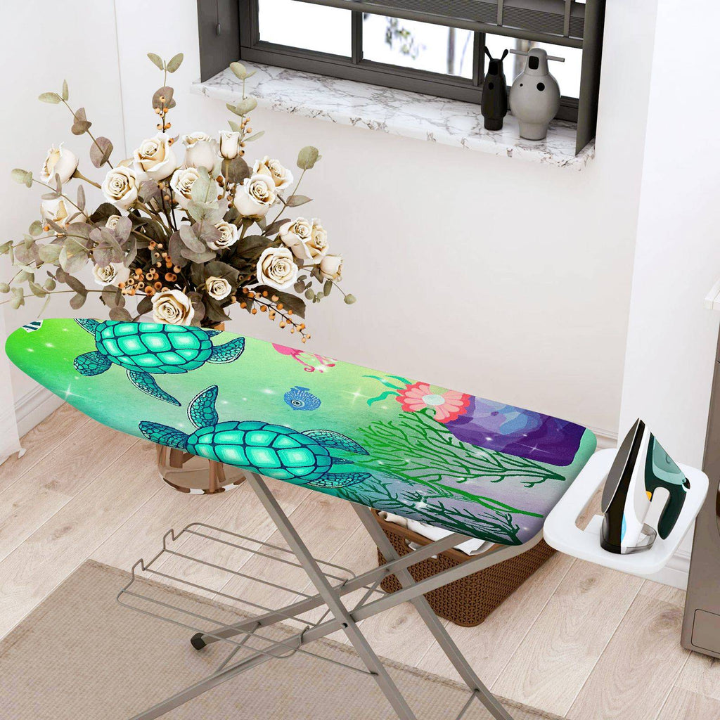 1-Piece Sea Turtle Ocean Aquatic Life  Ironing Board Cover, Universal Size, Without Board