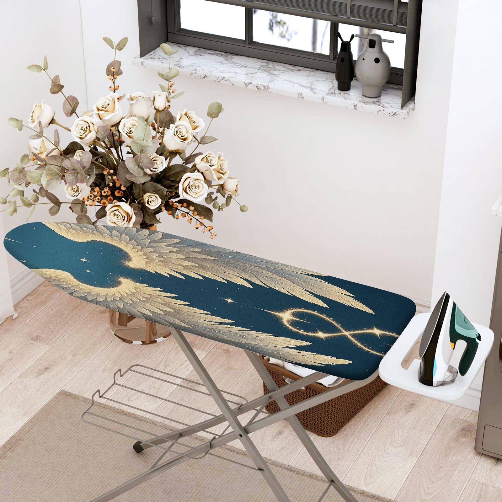 1-Piece Angel Wings Starry Night Glitter  Ironing Board Cover, Universal Size, Without Board