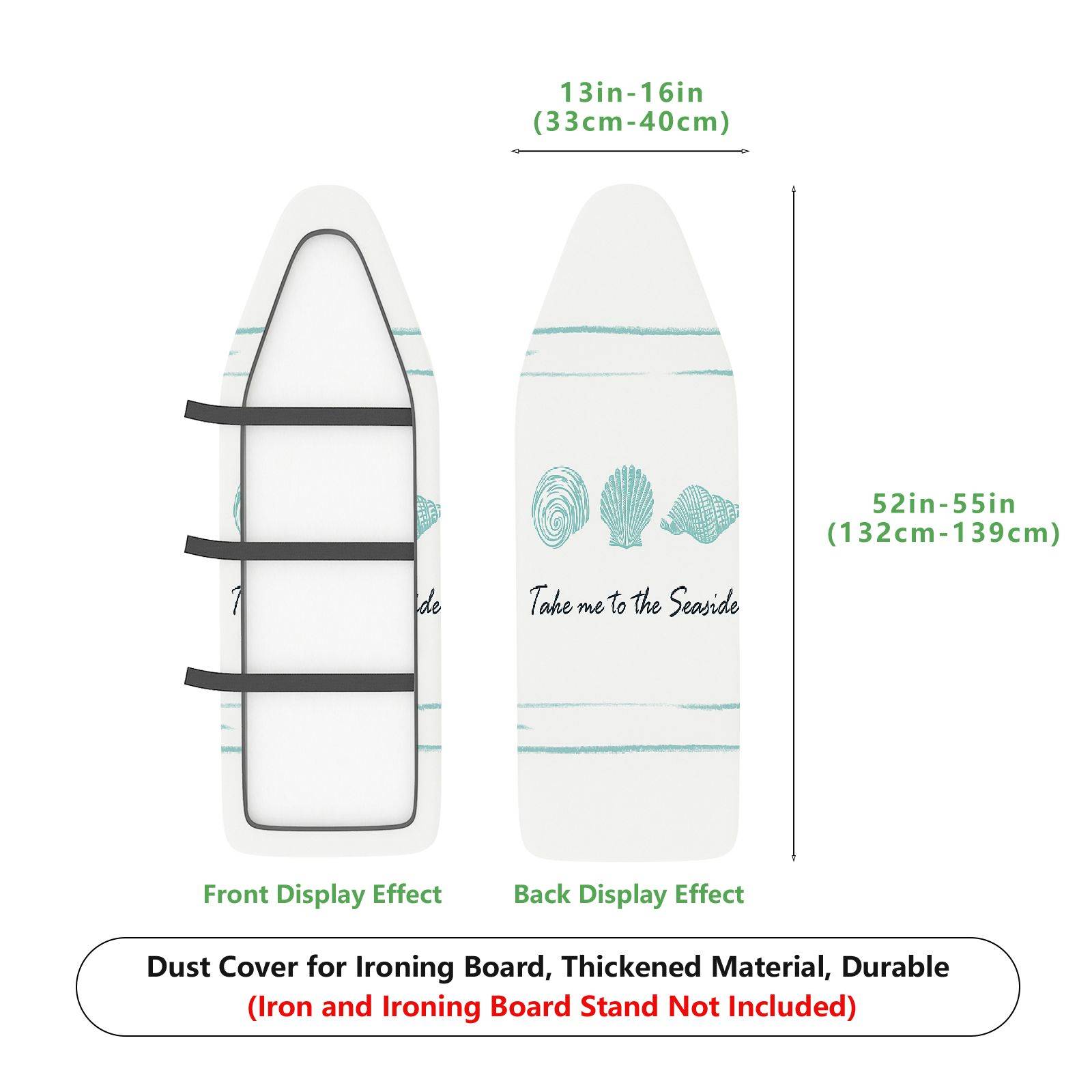 1-Piece Seashell Beach Ocean  Ironing Board Cover, Universal Size, Without Board