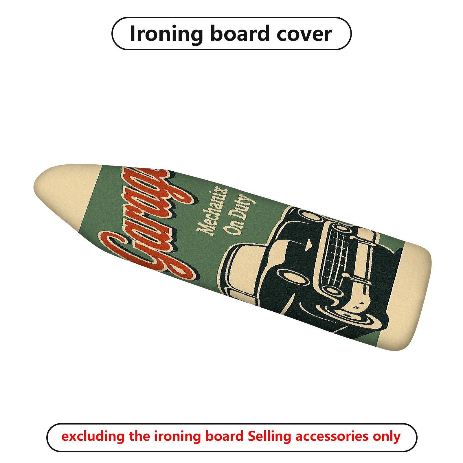 1-Piece Retro Car Garage Mechanic  Ironing Board Cover, Universal Size, Without Board